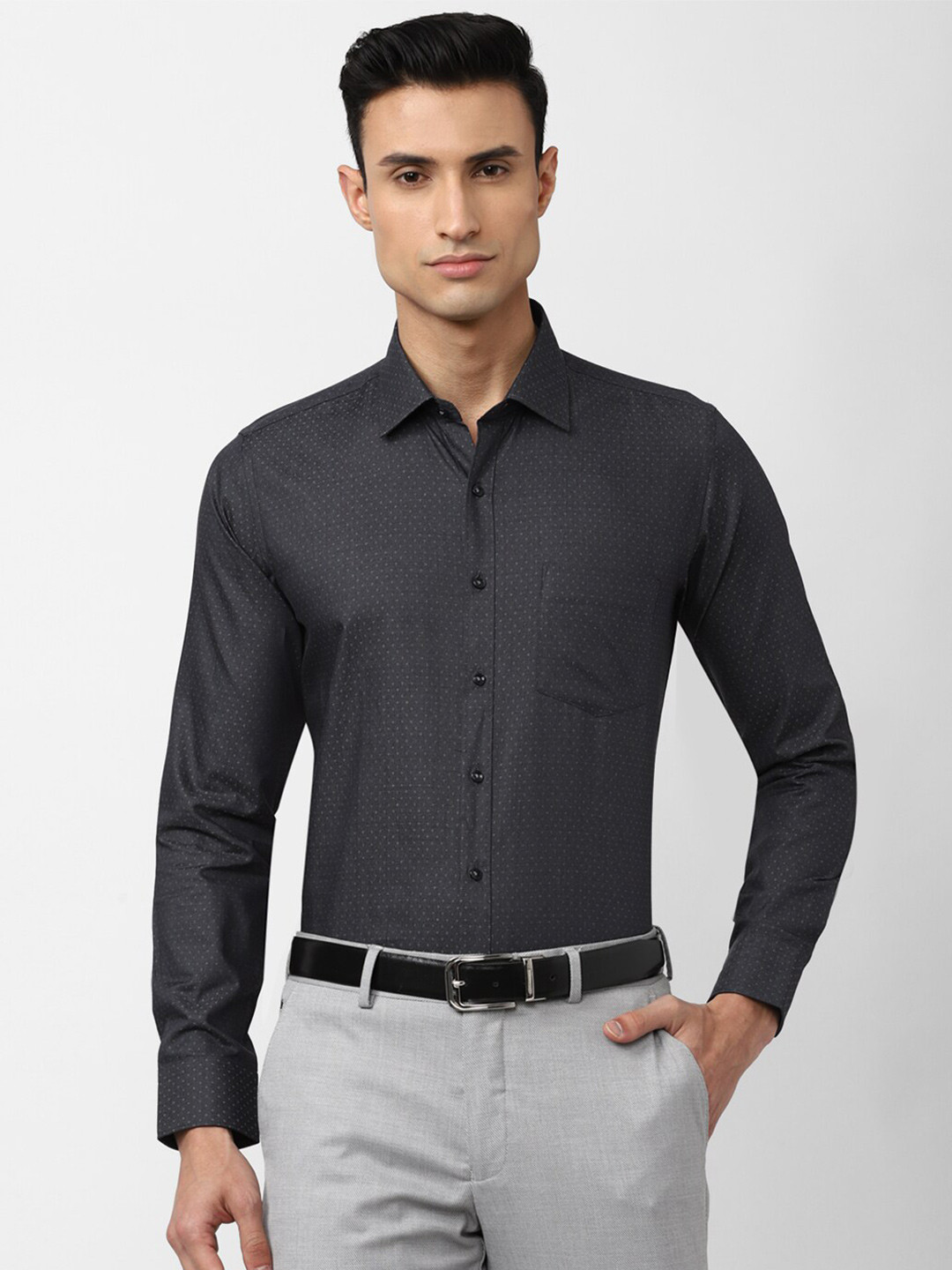 

Van Heusen Men Slim Fit Printed Pure Cotton Formal Shirt, Grey