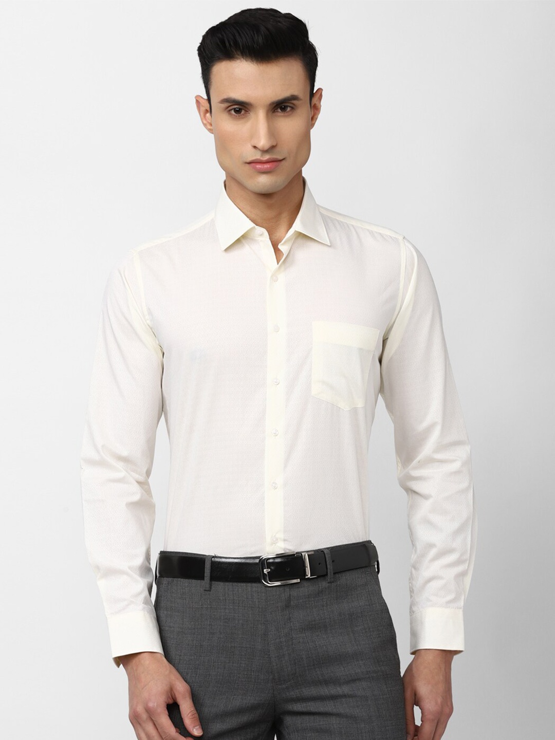 

Van Heusen Men Slim Fit Cotton Formal Shirt, Cream