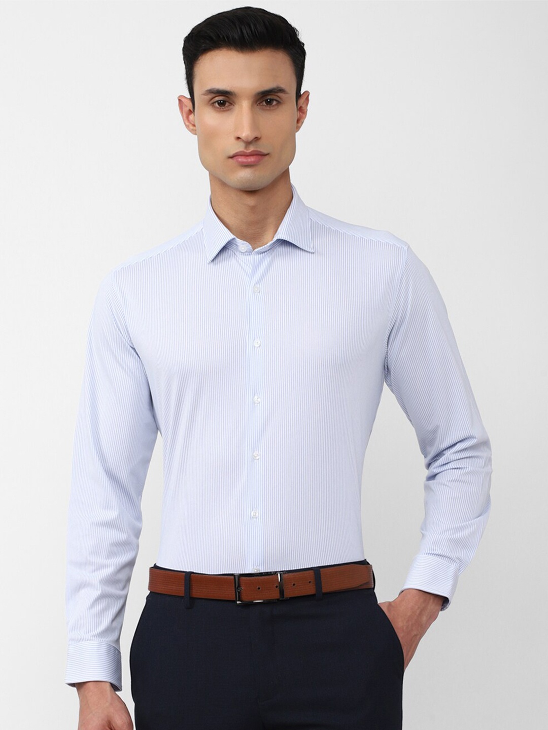 

Van Heusen Men Slim Fit Striped Formal Shirt, Blue