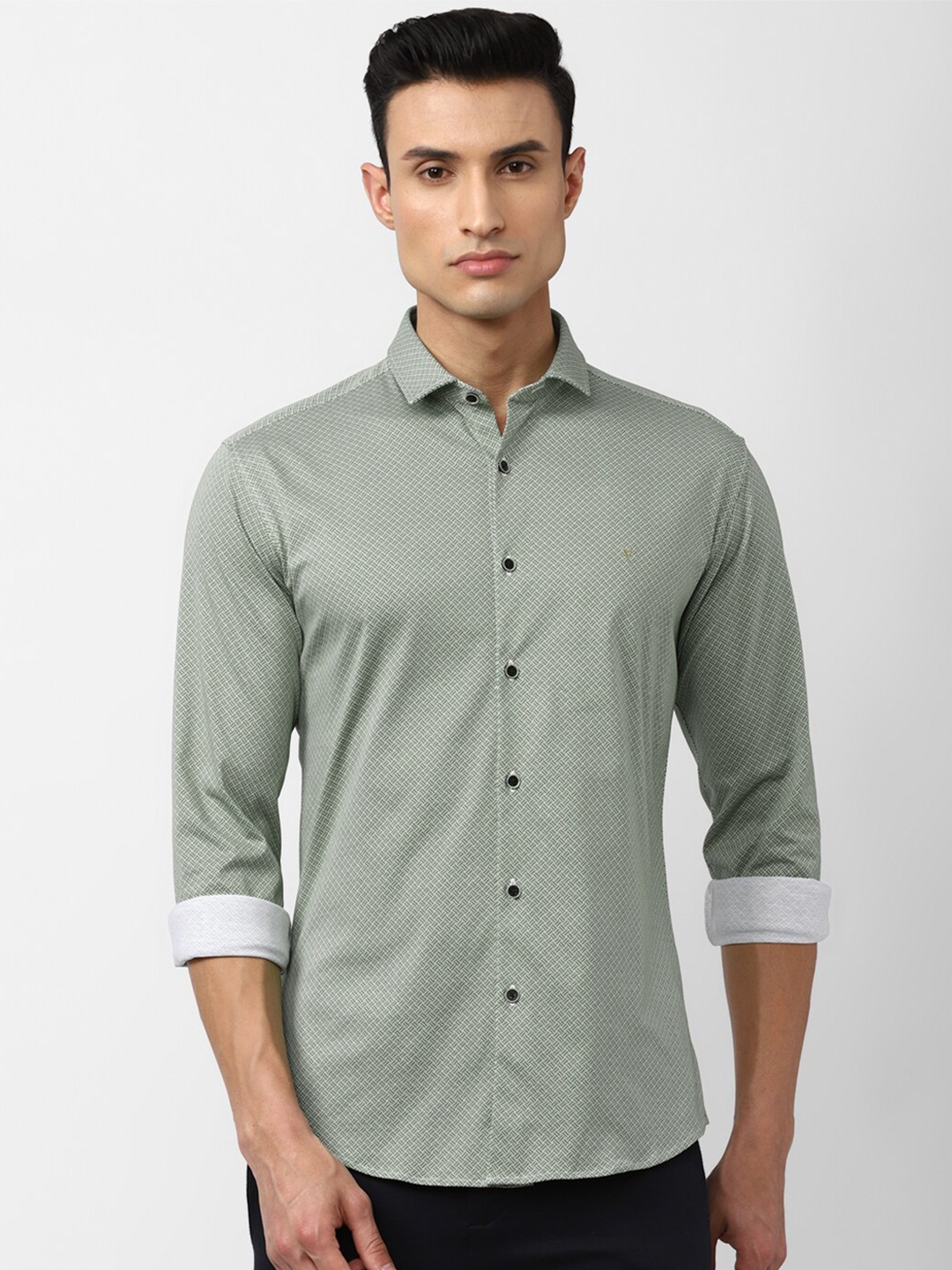 

Van Heusen Sport Men Slim Fit Printed Pure Cotton Casual Shirt, Sea green