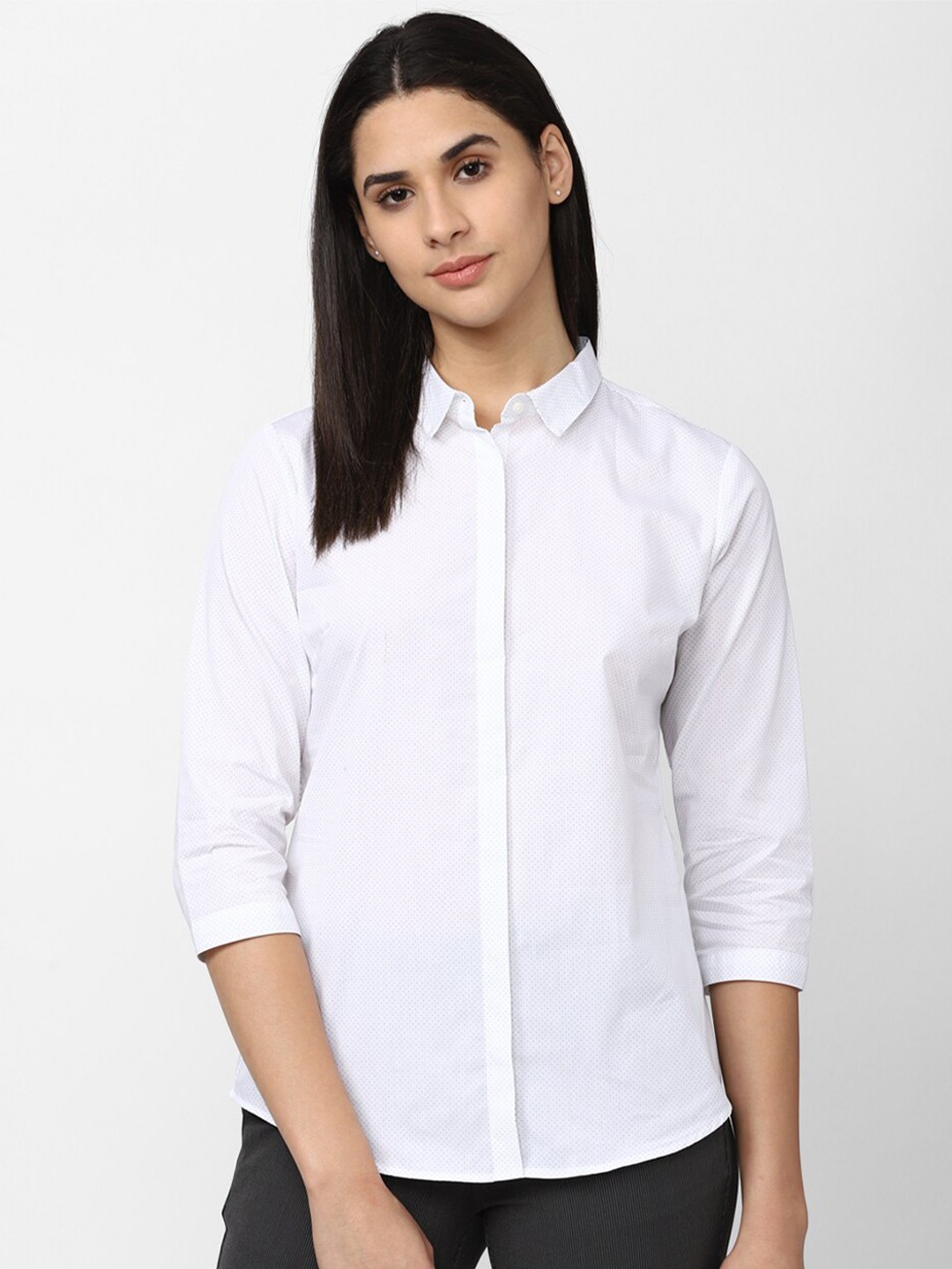 

Van Heusen Woman Flap Button Placket Pure Cotton Formal Shirt, White