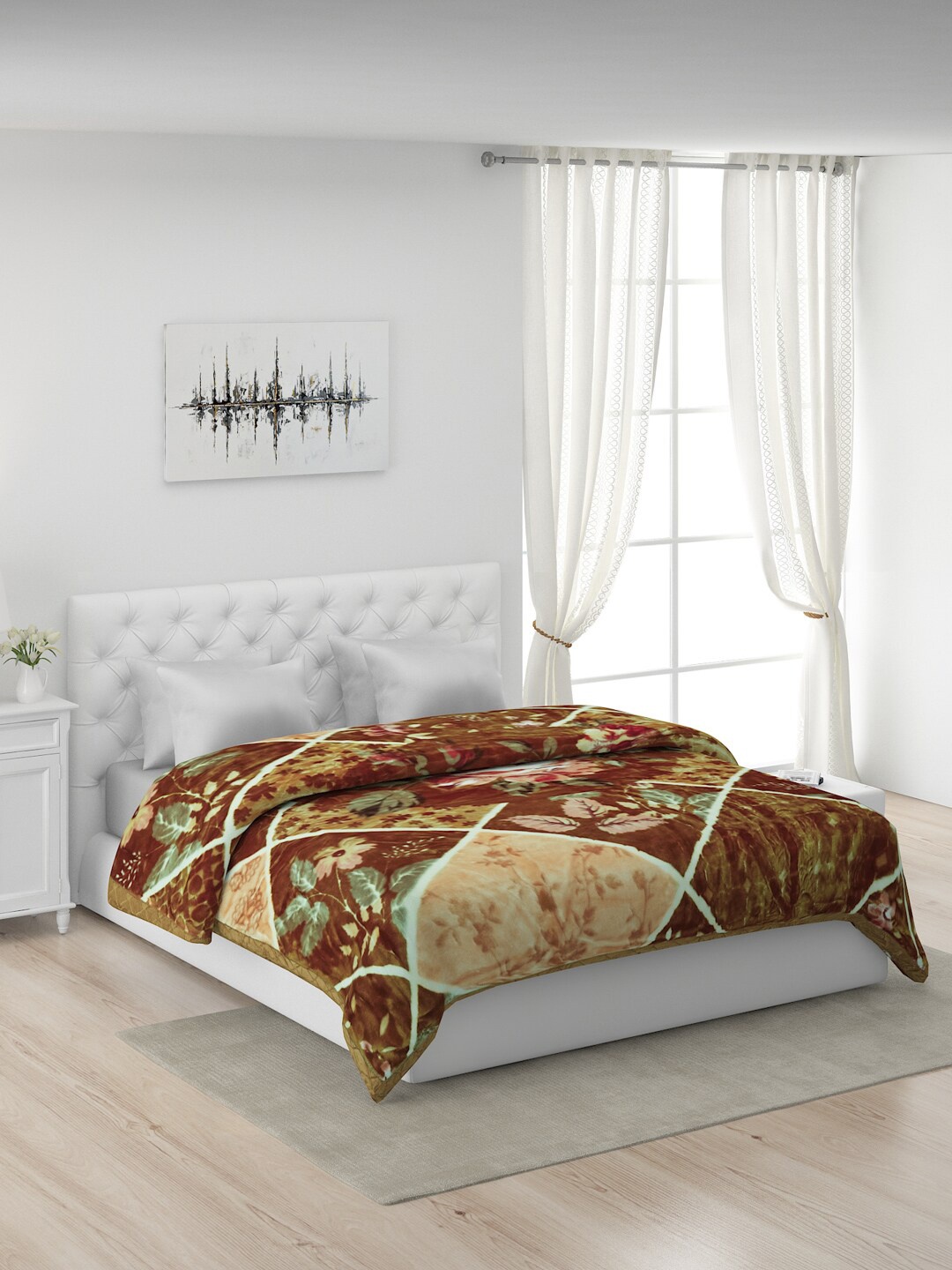 

Monte Carlo Beige & Brown Floral Mild Winter Double Bed Blanket