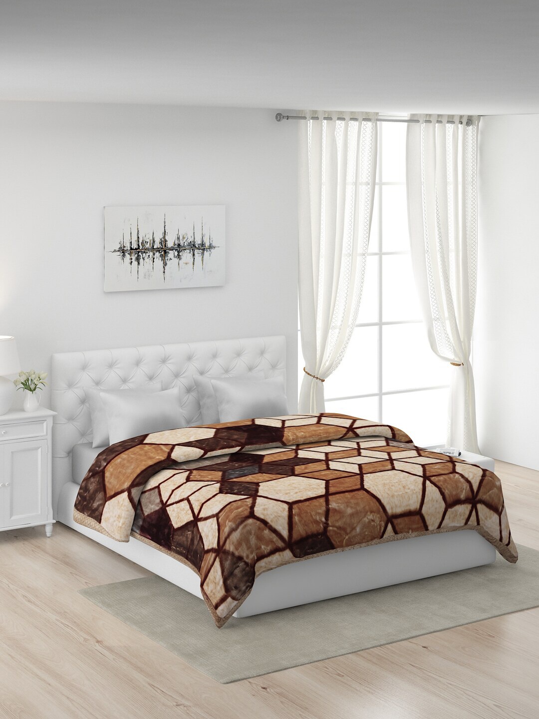 

Monte Carlo Brown & Grey Geometric Printed Mild Winter Double Bed Blanket