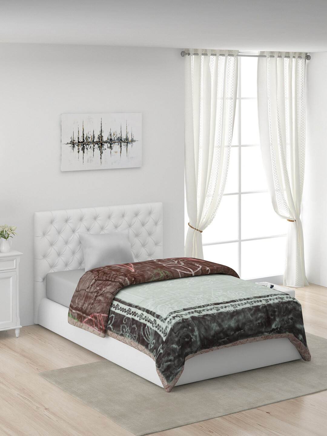 

Monte Carlo Grey & Brown Floral Mild Winter 600 GSM Single Bed Blanket
