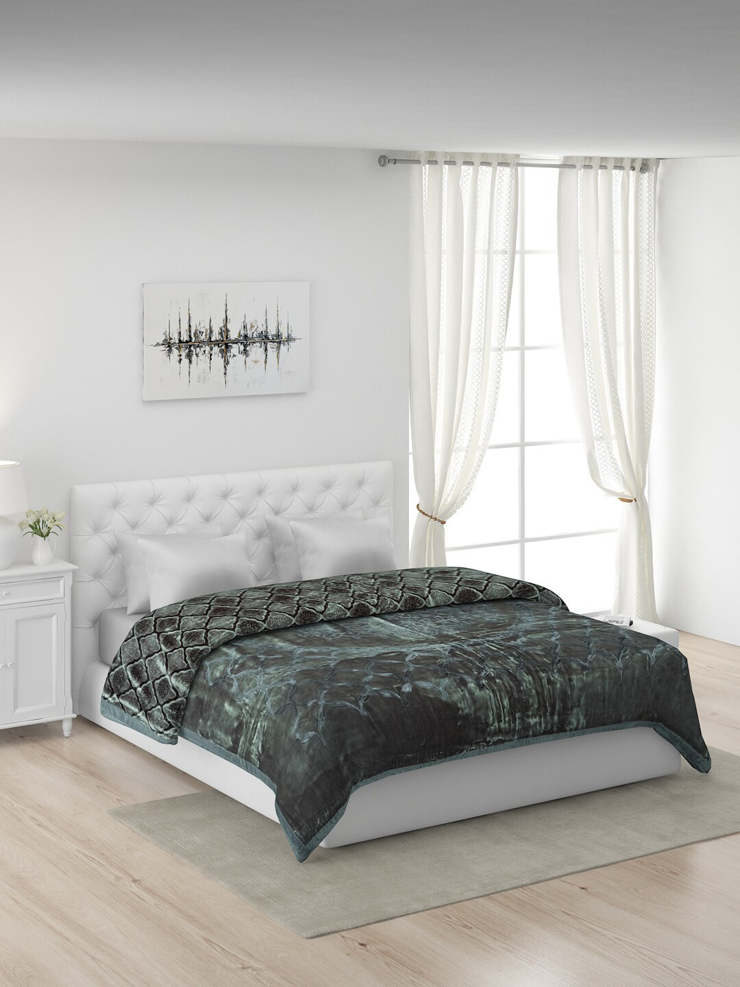 

Monte Carlo Green & Grey Floral Heavy Winter Double Bed Blanket