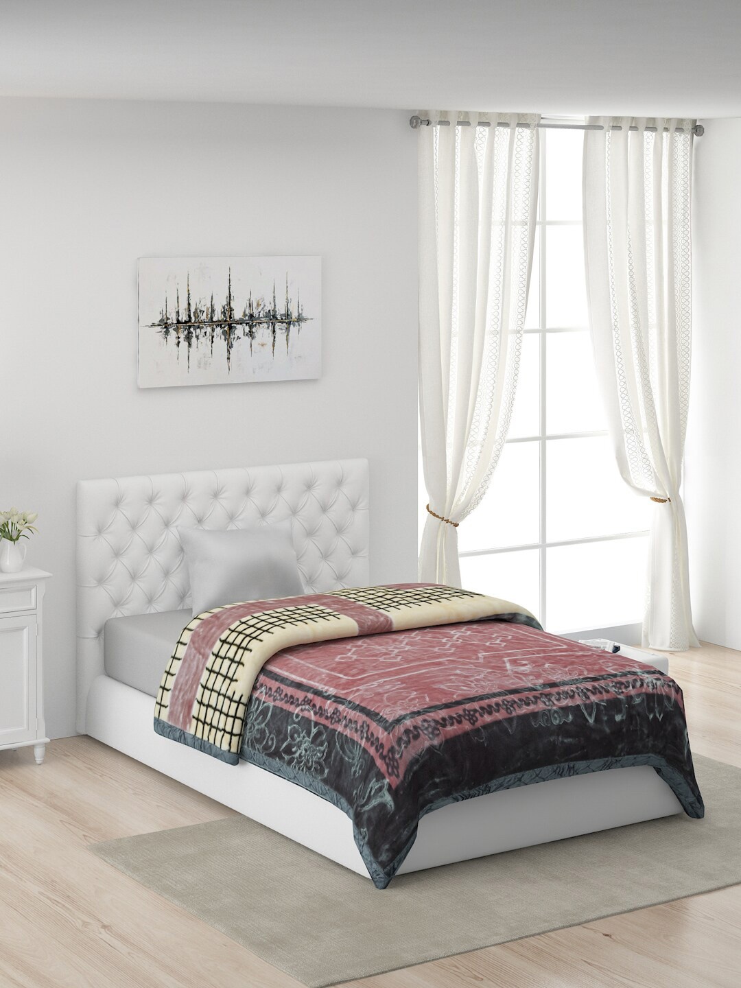

Monte Carlo Mauve & Grey Floral Heavy Winter 600 GSM Single Bed Blanket