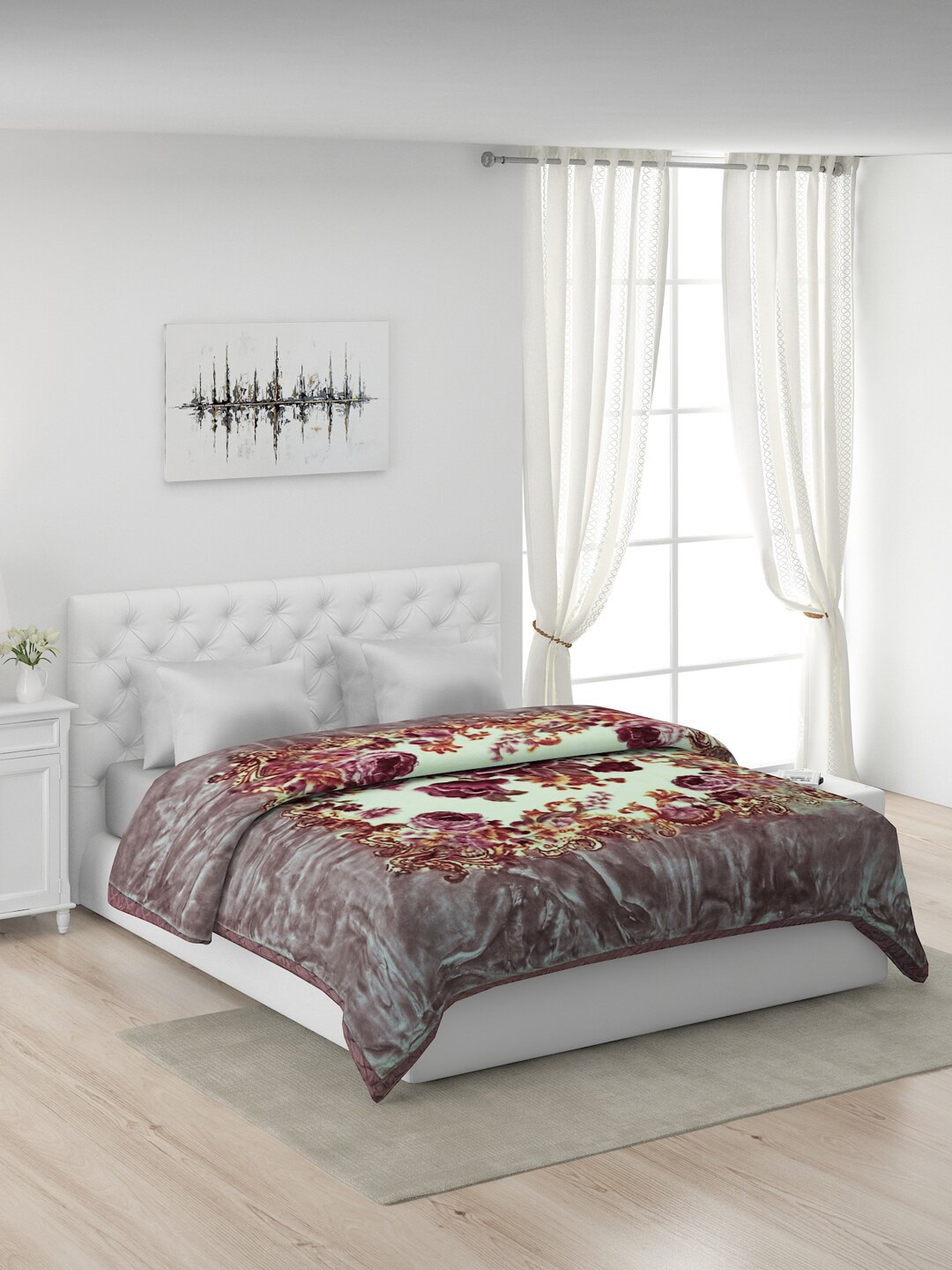 

Monte Carlo Green & Mauve Floral Heavy Winter Double Bed Blanket