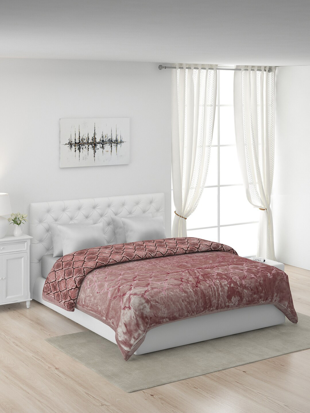 

Monte Carlo Mauve & White Geometric Heavy Winter Double Bed Blanket