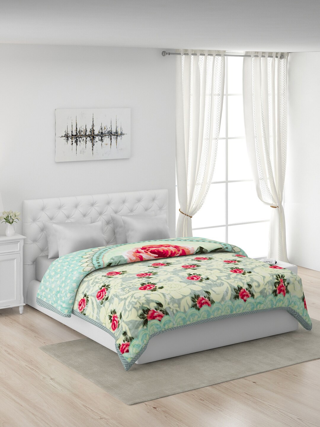 

Monte Carlo Green & Red Floral Heavy Winter Double Bed Blanket