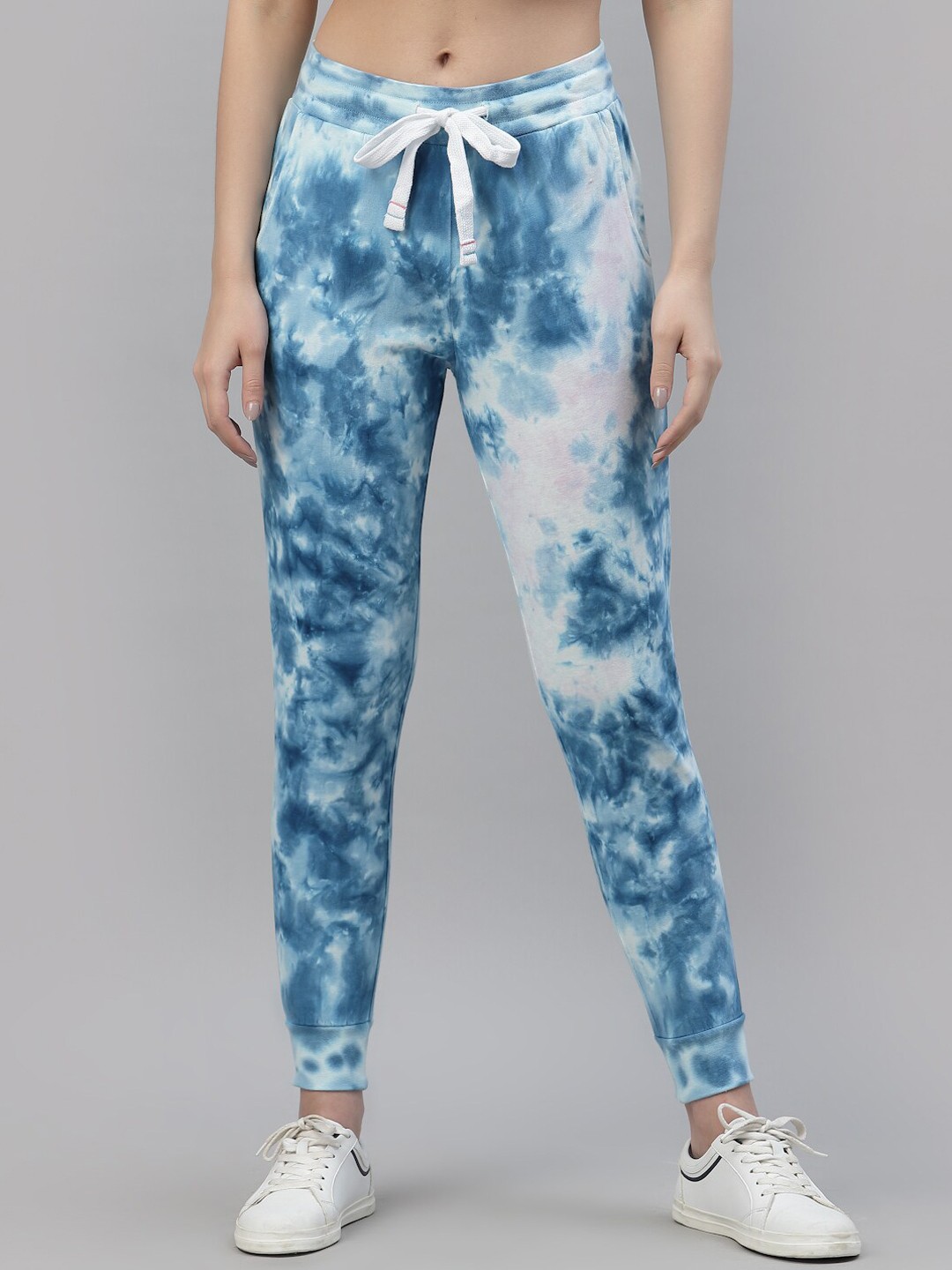 

Nimble Women Tie-Dye Cotton Joggers, White