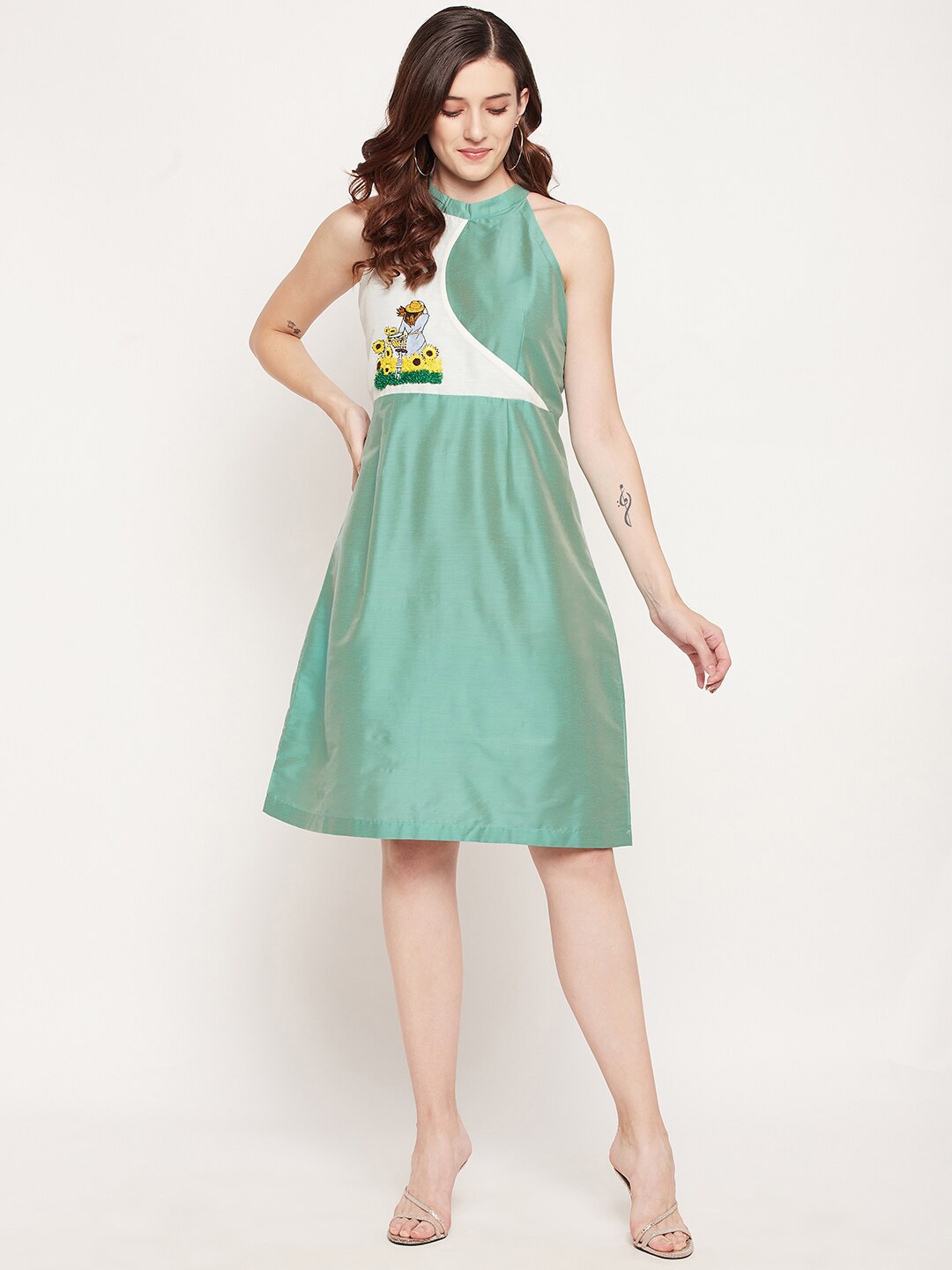 

Riara Colourblocked Dress, Green