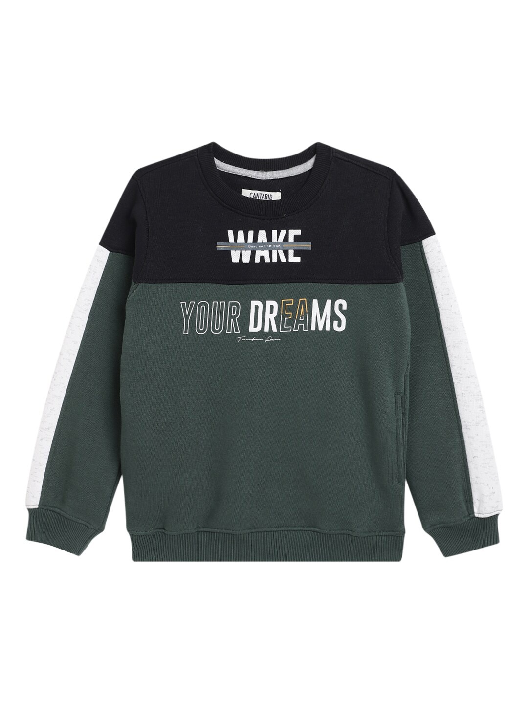 

Cantabil Boys Colourblocked Fleece Round Neck Sweatshirt, Green