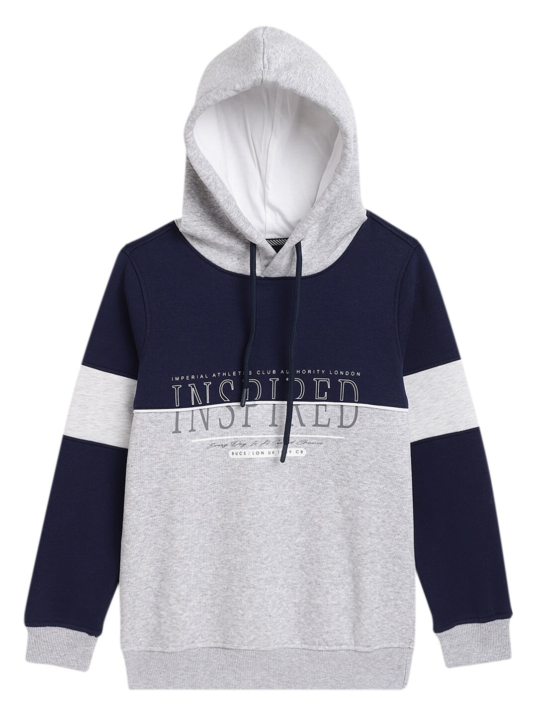 

Cantabil Boys Colourblocked Fleece Hooded Sweatshirt, Grey melange