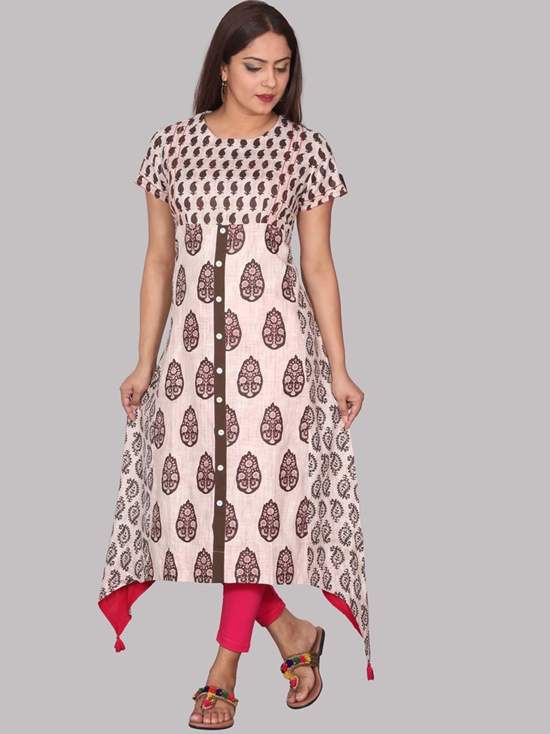 

SUTI Women Cotton Ethnic Motifs Printed Kurta, Brown