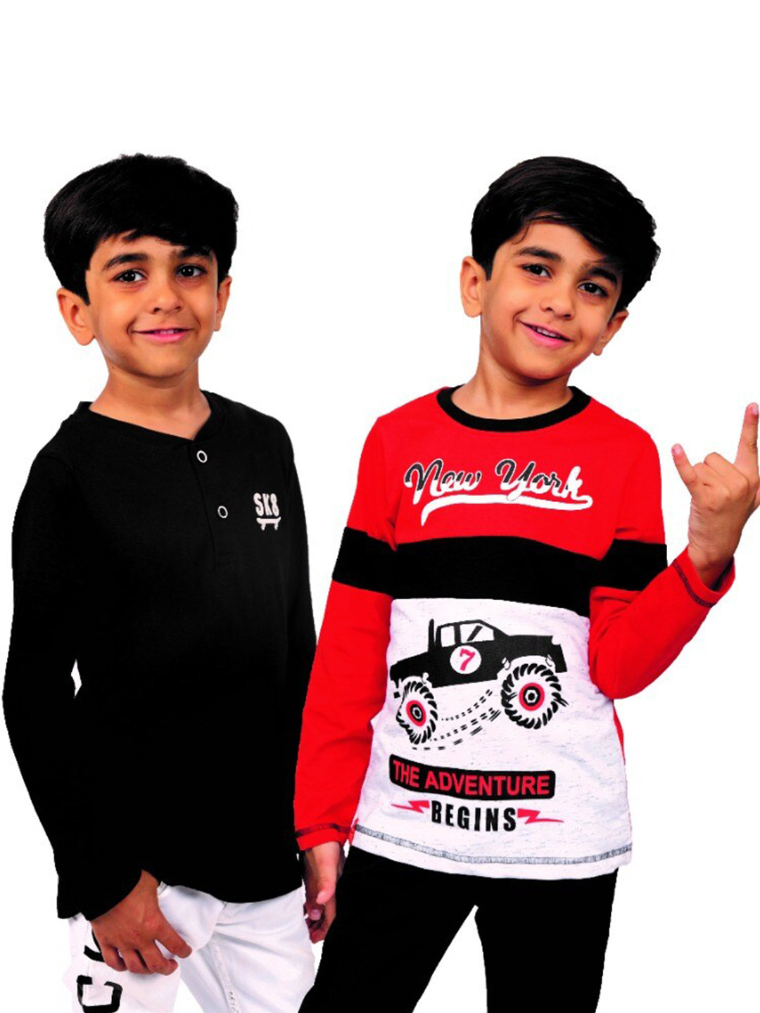 

3PIN Boys Printed Pack Of 2 Round Neck Cotton T-shirt, Multi
