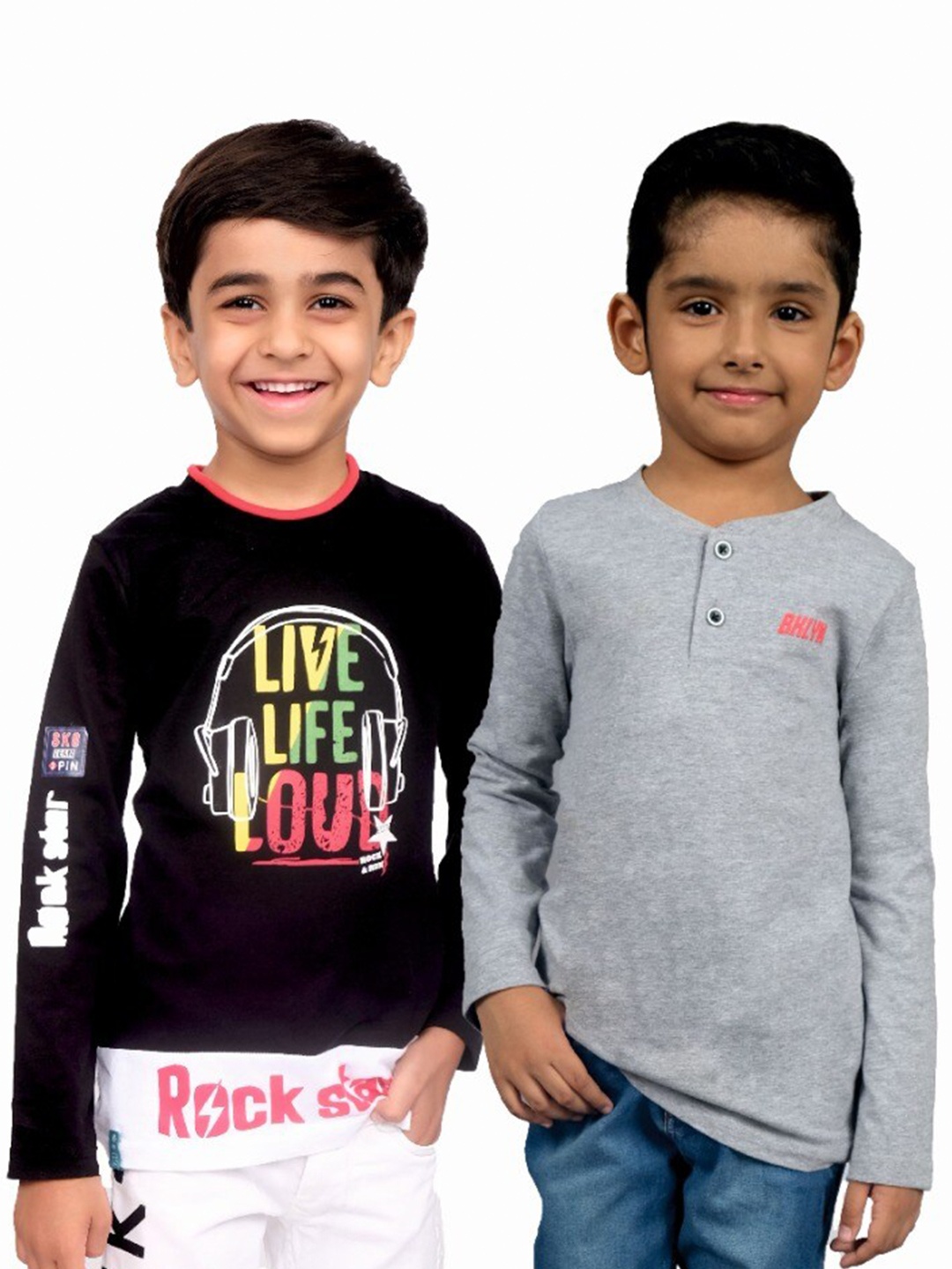 

3PIN Boys Printed Pack Of 2 Round Neck Cotton T-shirt, Multi