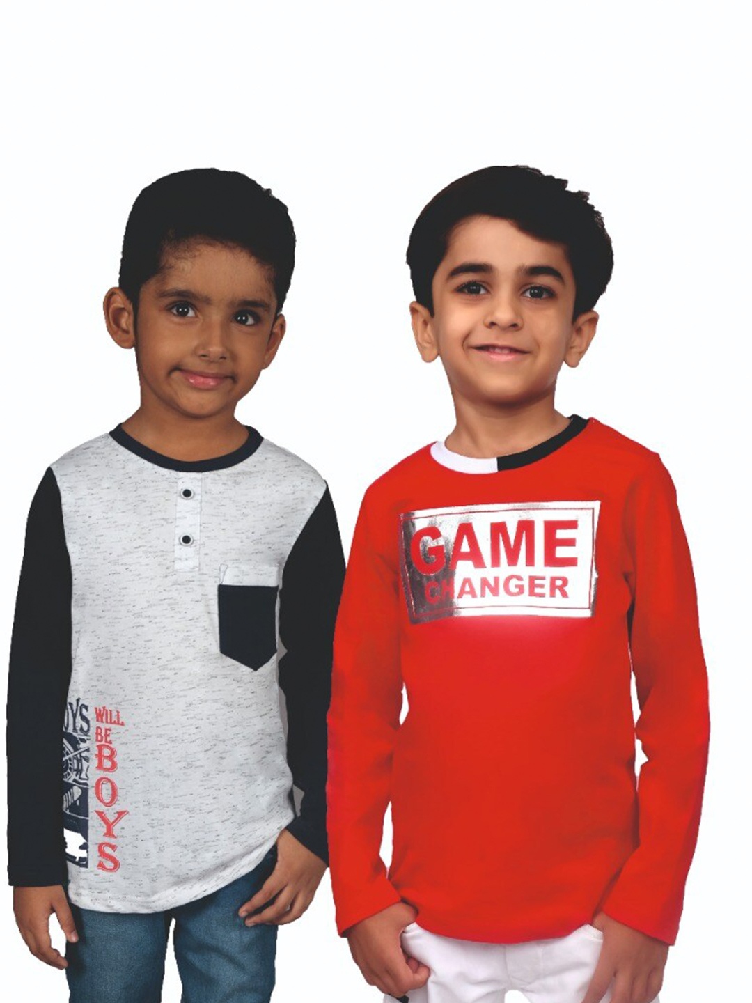 

3PIN Boys Typography Printed Pack Of 2 Round Neck Cotton T-shirt, Multi