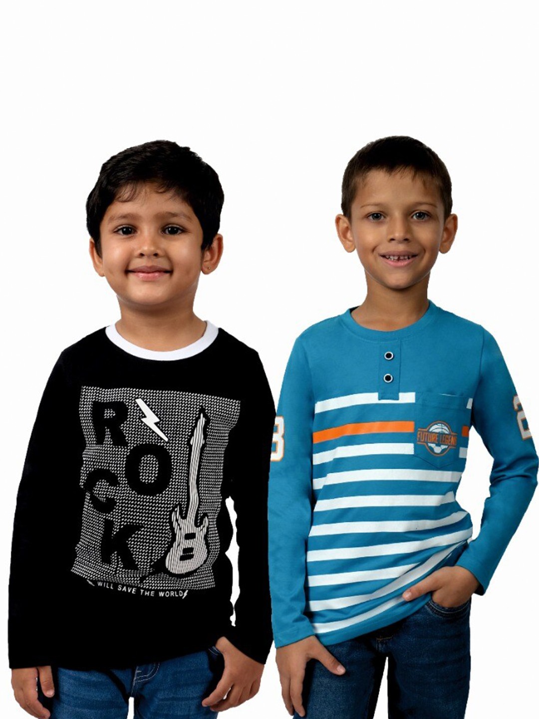 

3PIN Boys Pack Of 2 Printed Cotton T-shirt, Black