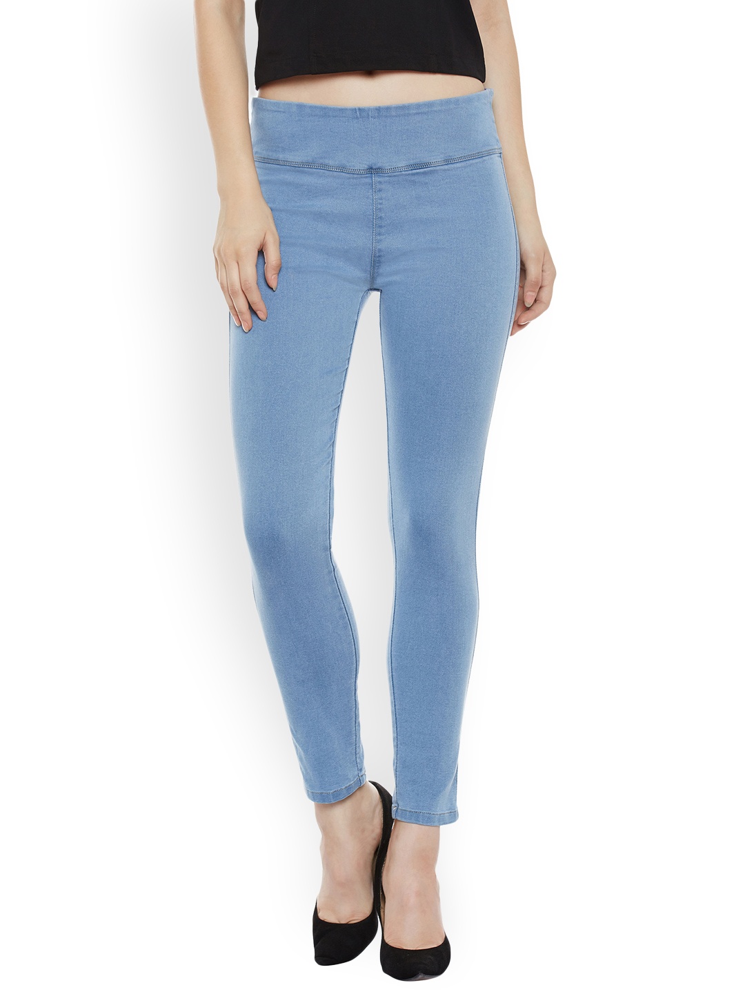 

Miss Chase Blue Super Skinny Fit Denim-Look Jeggings