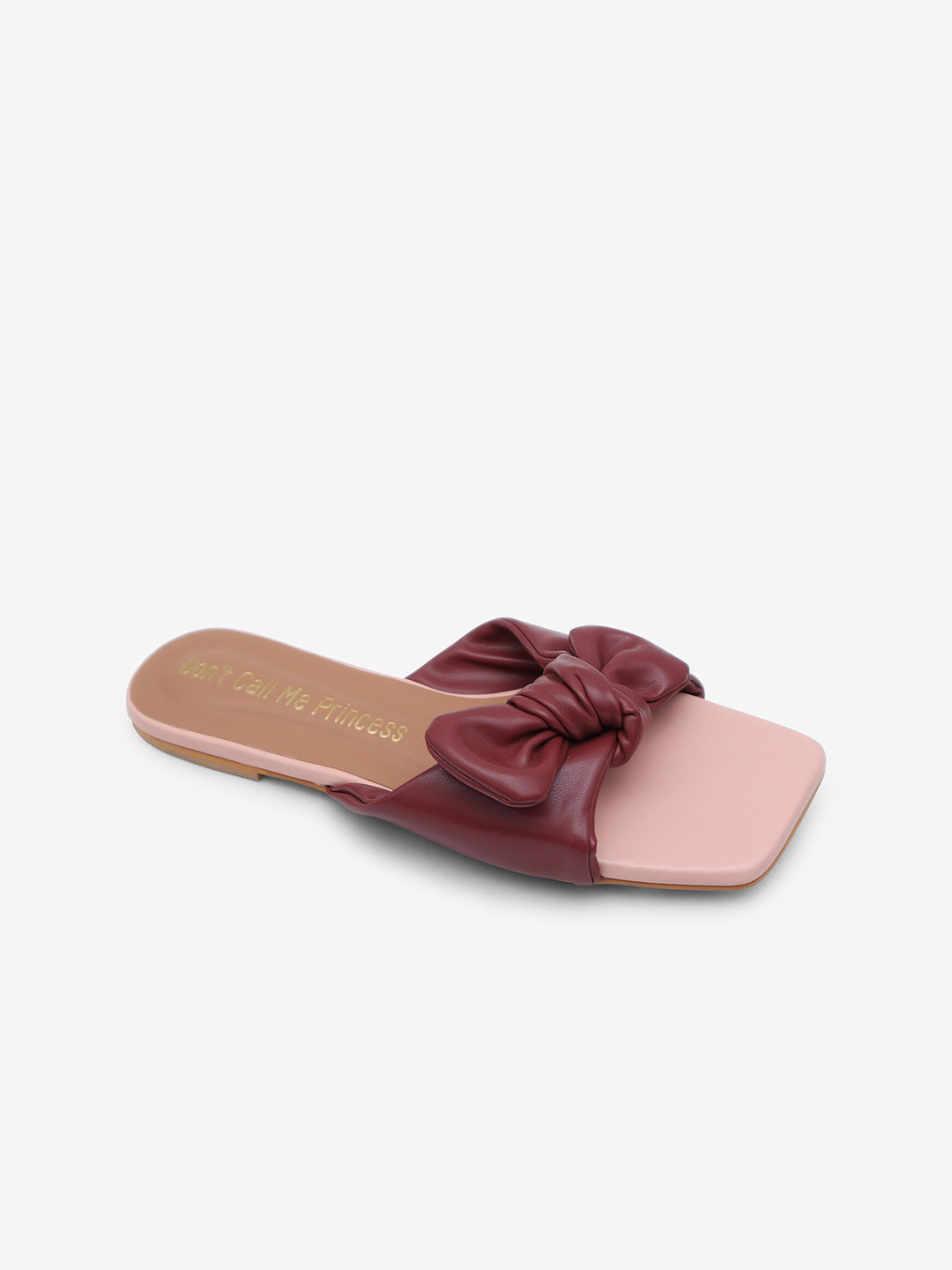 

Don't Call Me Princess Women Open Toe Flats with Bows, Maroon