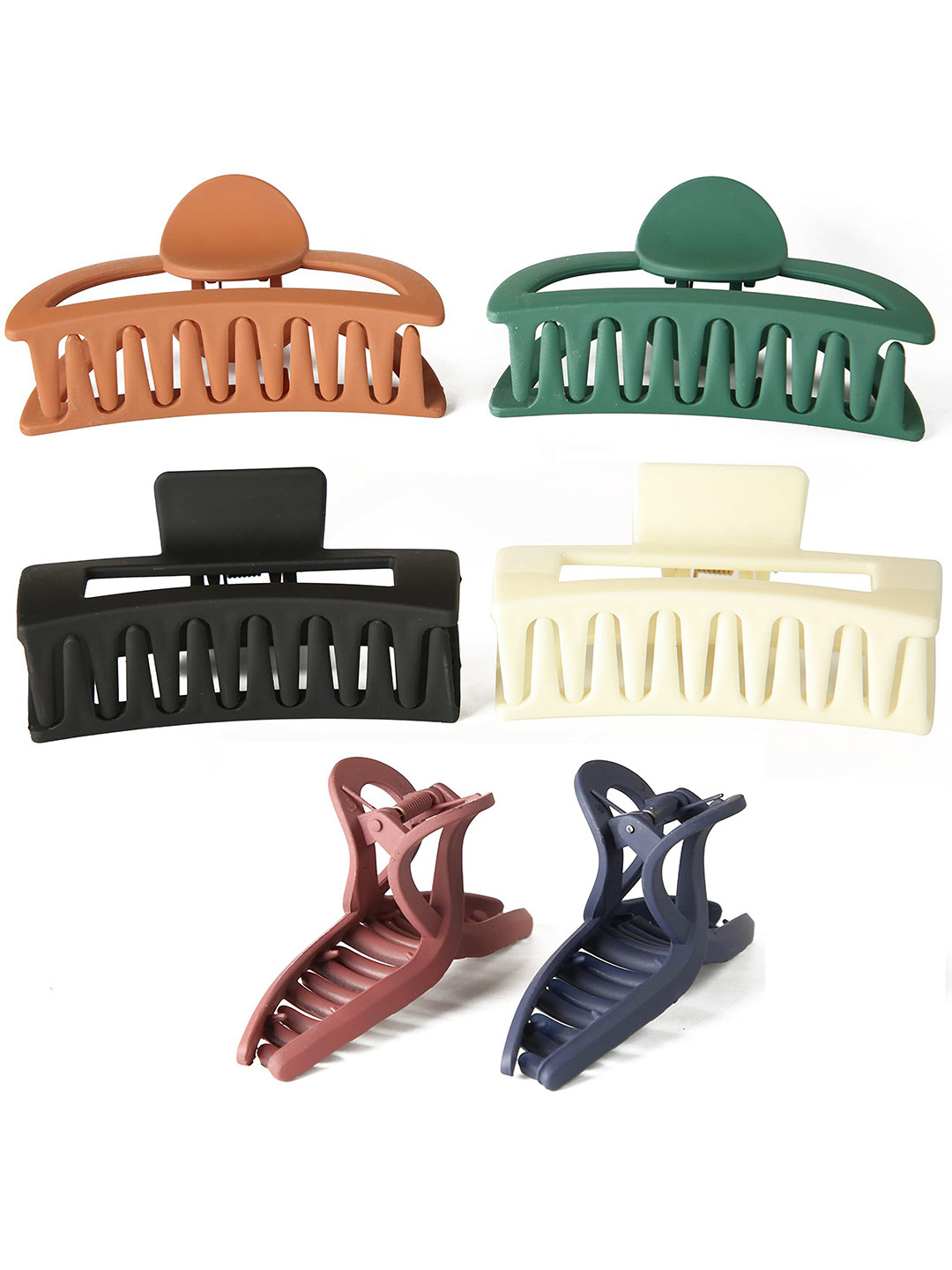 

VAGHBHATT Women Set of 6 Medium Matte Rectangle Hair Clips, Brown