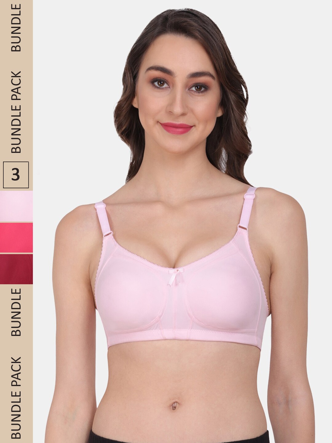

Amour Secret Pack Of 3 Non Padded & Non-Wired Seamless Everyday Bra, Maroon