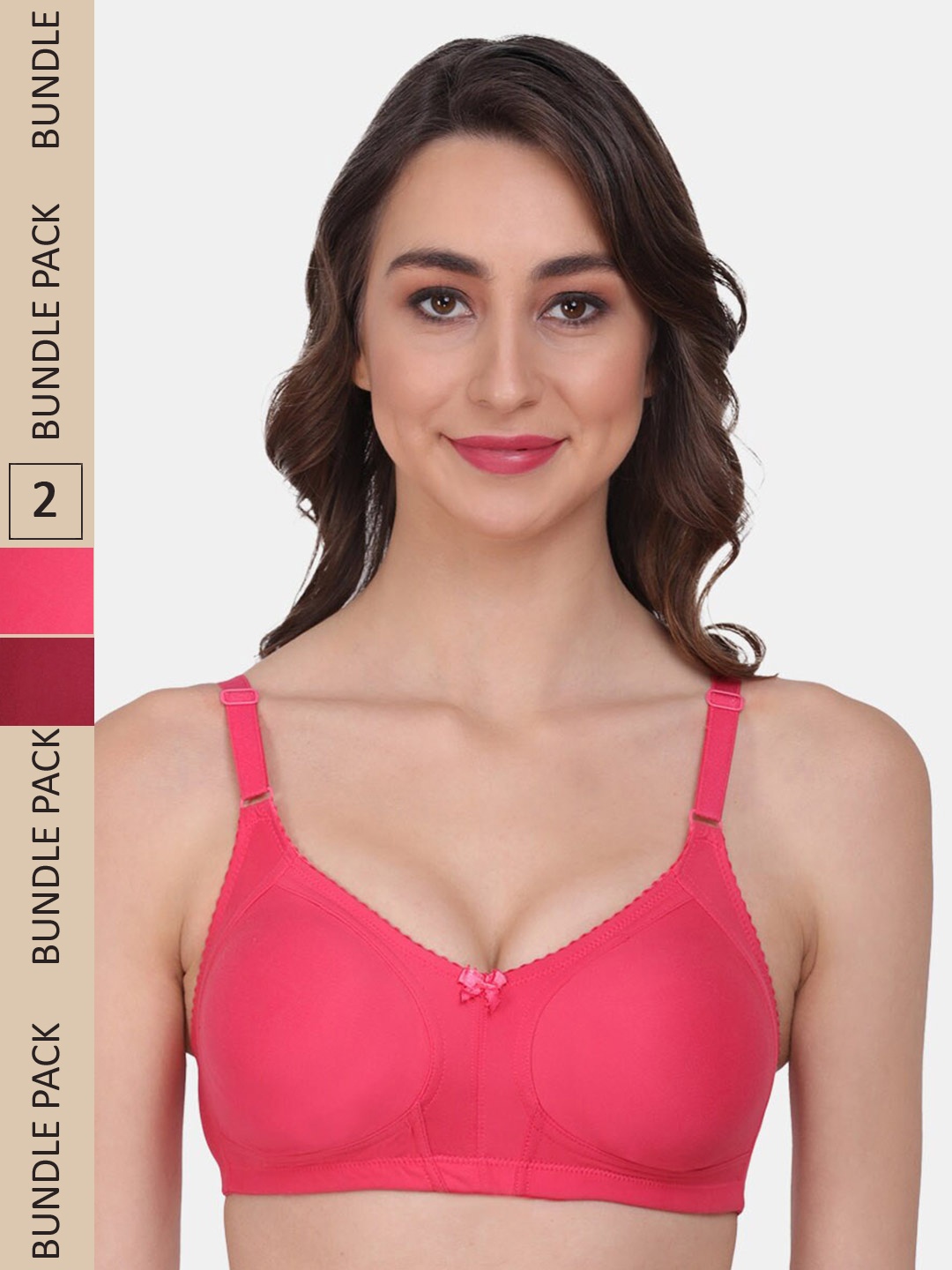

Amour Secret Pack Of 2 Non Padded & Non-Wired Seamless Everyday Bra, Pink