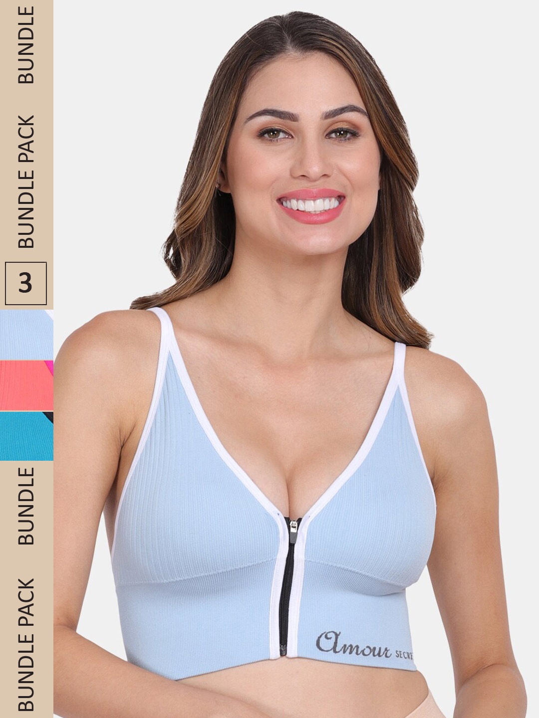 

Amour Secret Removable Padding Colourblocked Bra, Blue