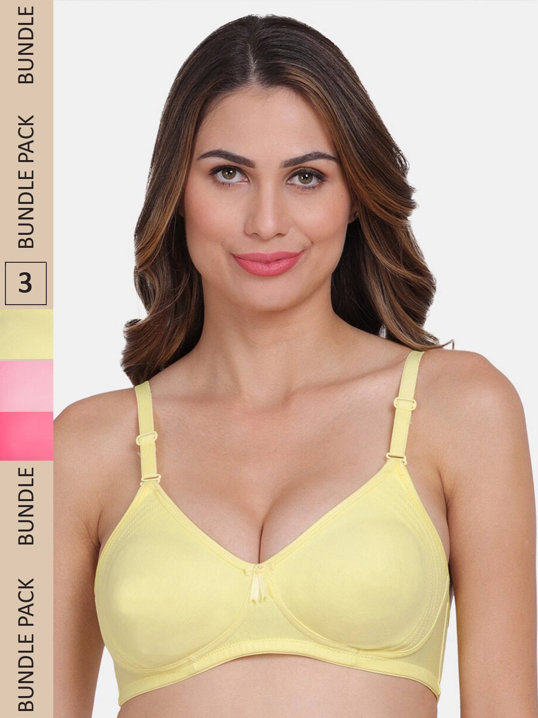 

Amour Secret Pack Of 3 Non Wired Non Padded Seamless Everyday Bra, Pink