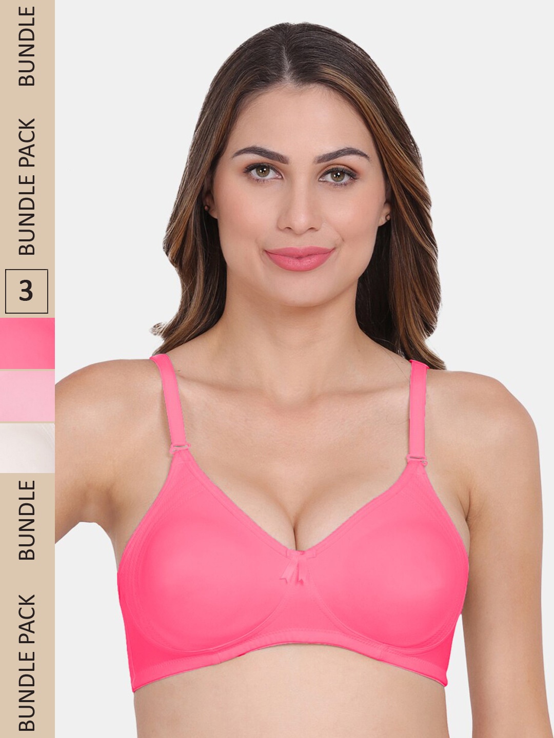 

Amour Secret Pack Of 3 Non Padded Non Wired Everyday Bra, Pink
