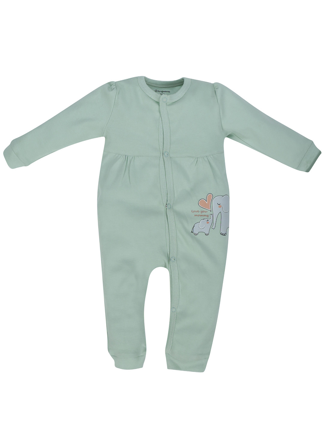 

My Milestones Infant Girls Printed Pure Cotton Rompers, Sea green