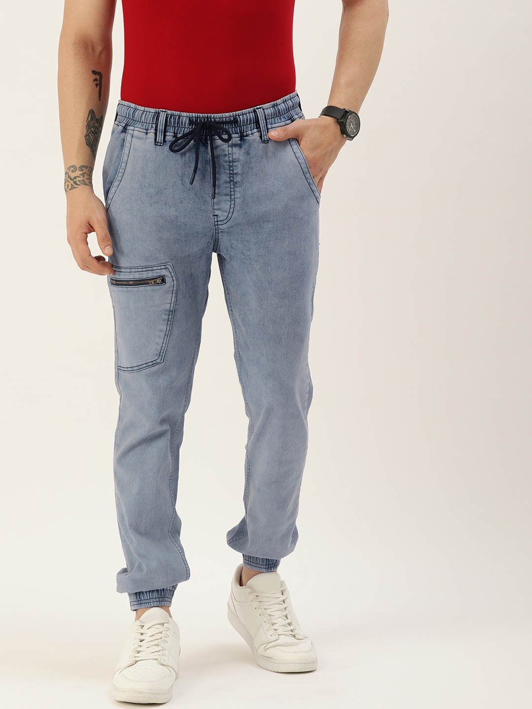 

IVOC Men Slim Fit Stretchable Jogger Jeans, Blue