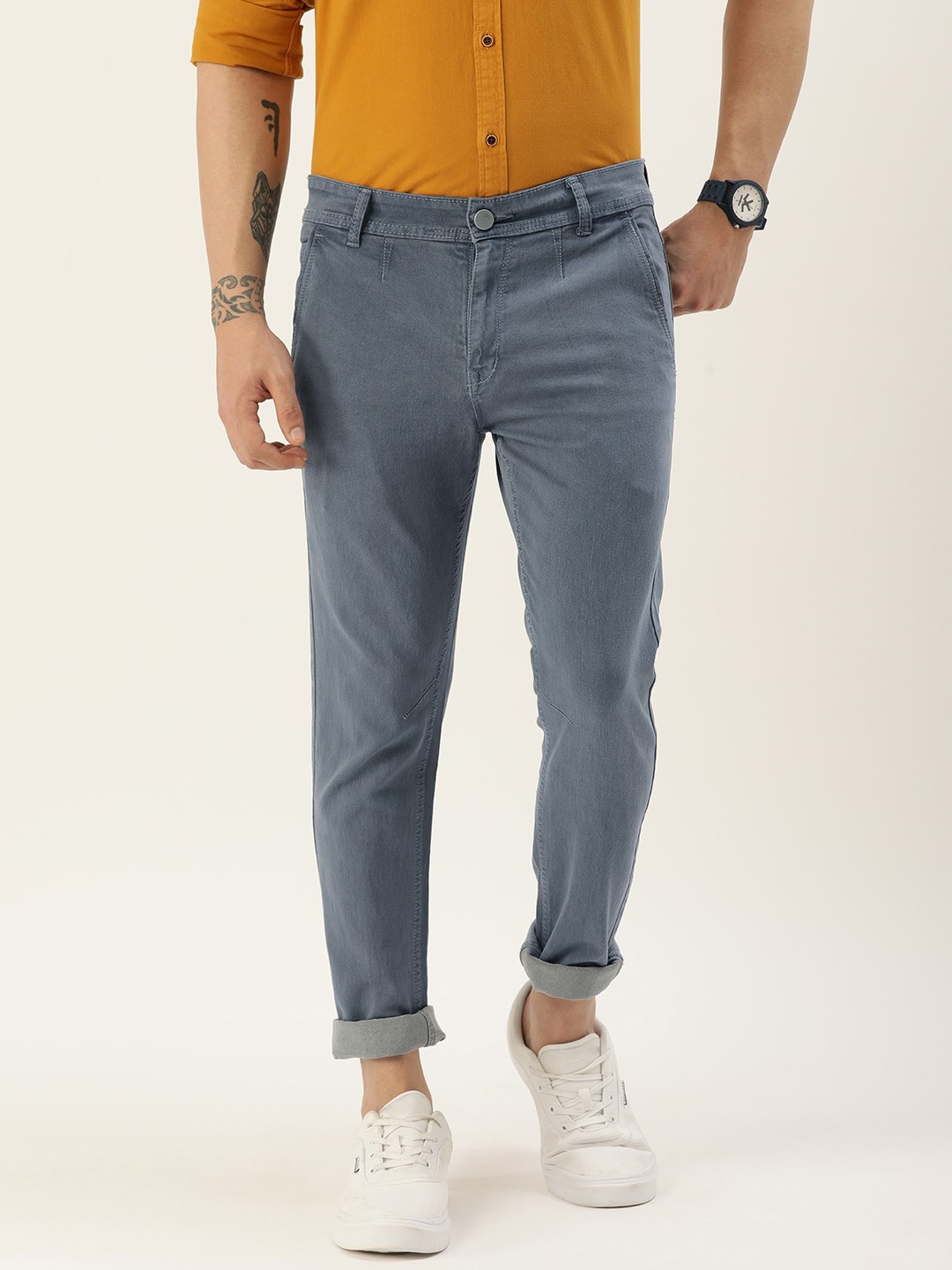 

IVOC Men Skinny Fit Stretchable Jeans, Grey
