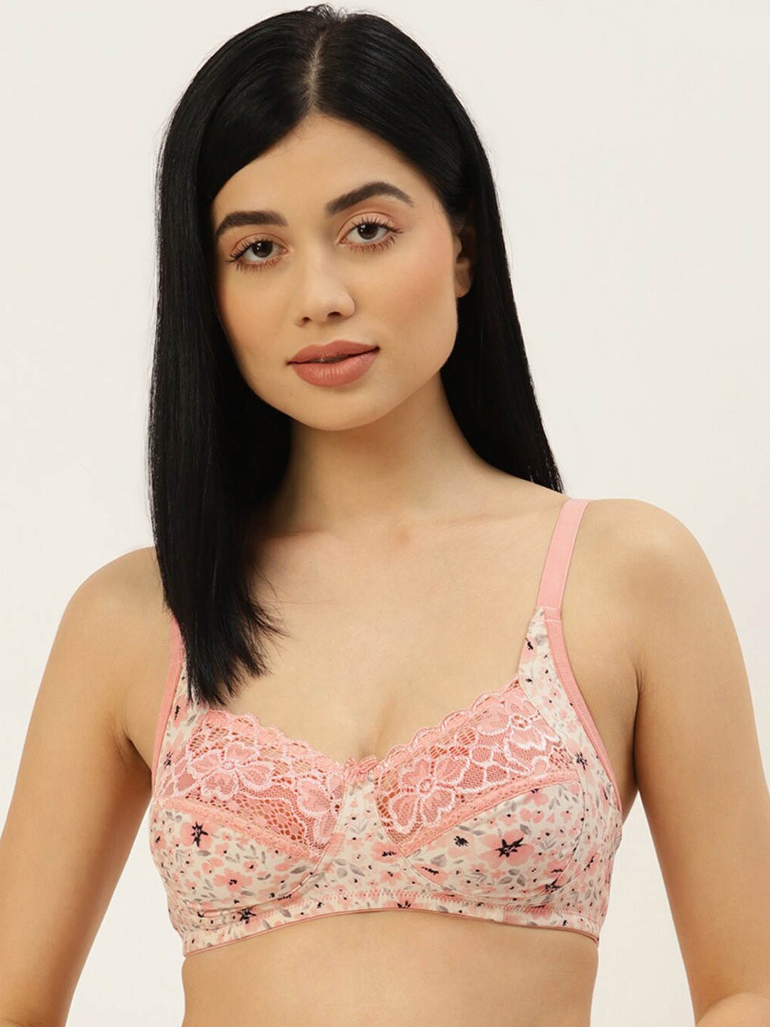 

DressBerry Floral Printed Non Padded Non-Wired All Day Comfort Everyday Bra DB-BRA-5001-1, Pink