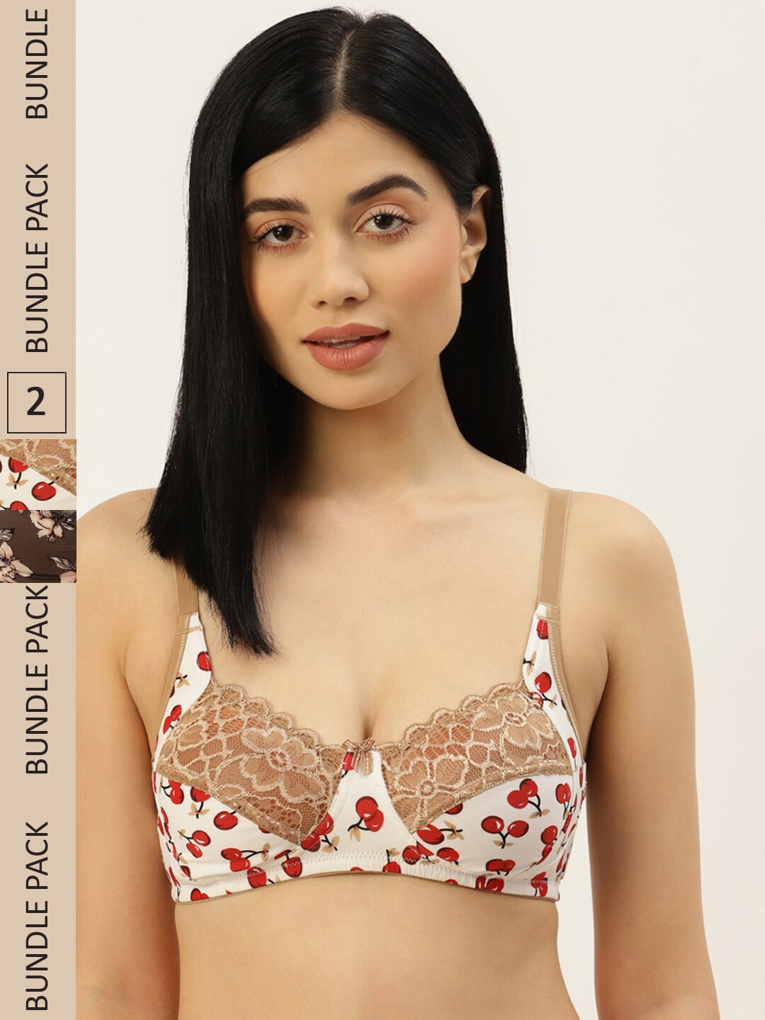 

DressBerry Pack Of 2 Floral Printed Bra, White
