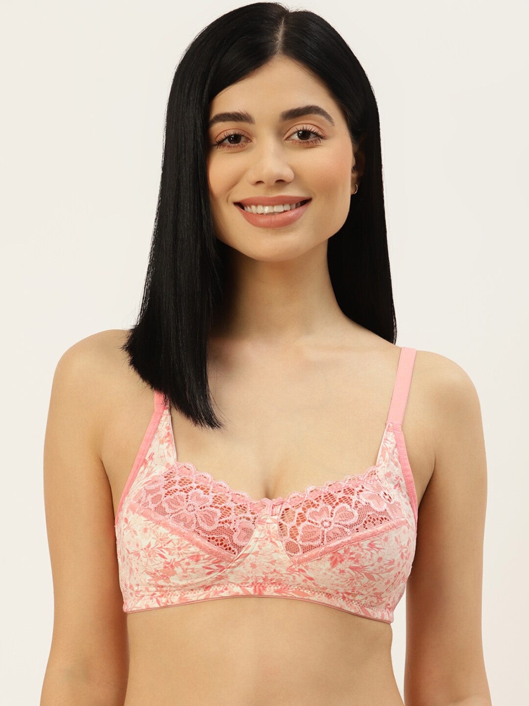 

DressBerry Floral Non Padded Bra, Pink