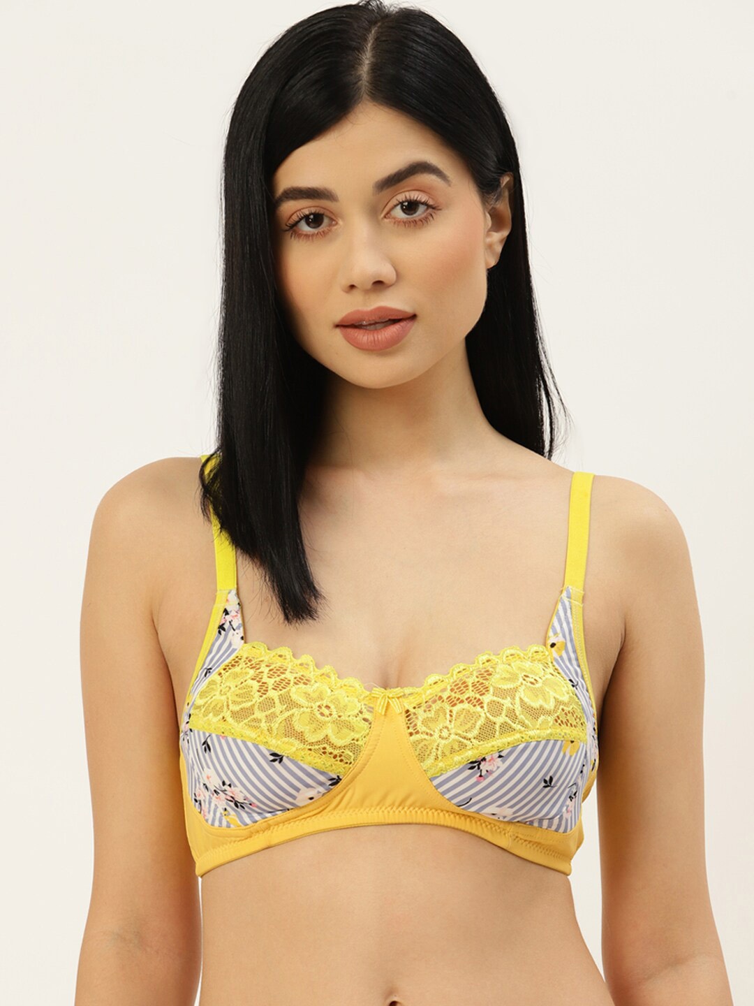 

DressBerry Floral Printed Everyday Bra, Yellow
