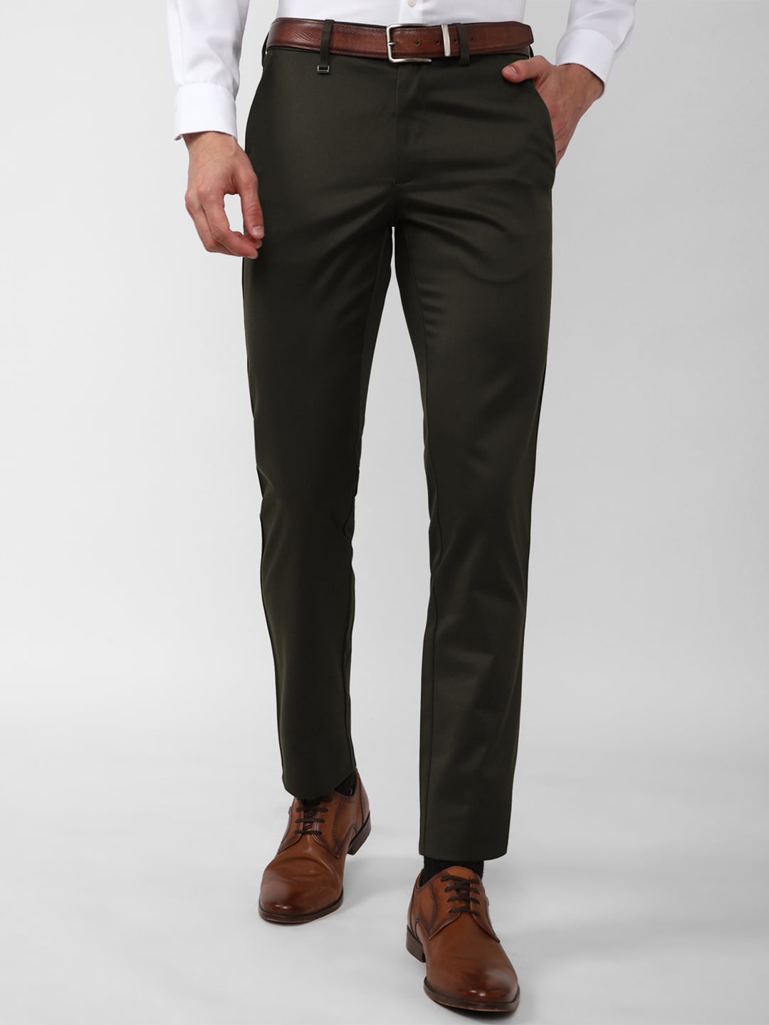 

Van Heusen Men Slim Fit Formal Trousers, Olive