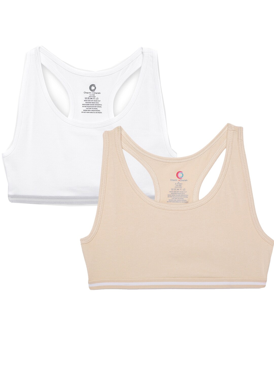 

Charm n Cherish Pack of 2 Non-Wired All Day Comfort Sports Bra, White