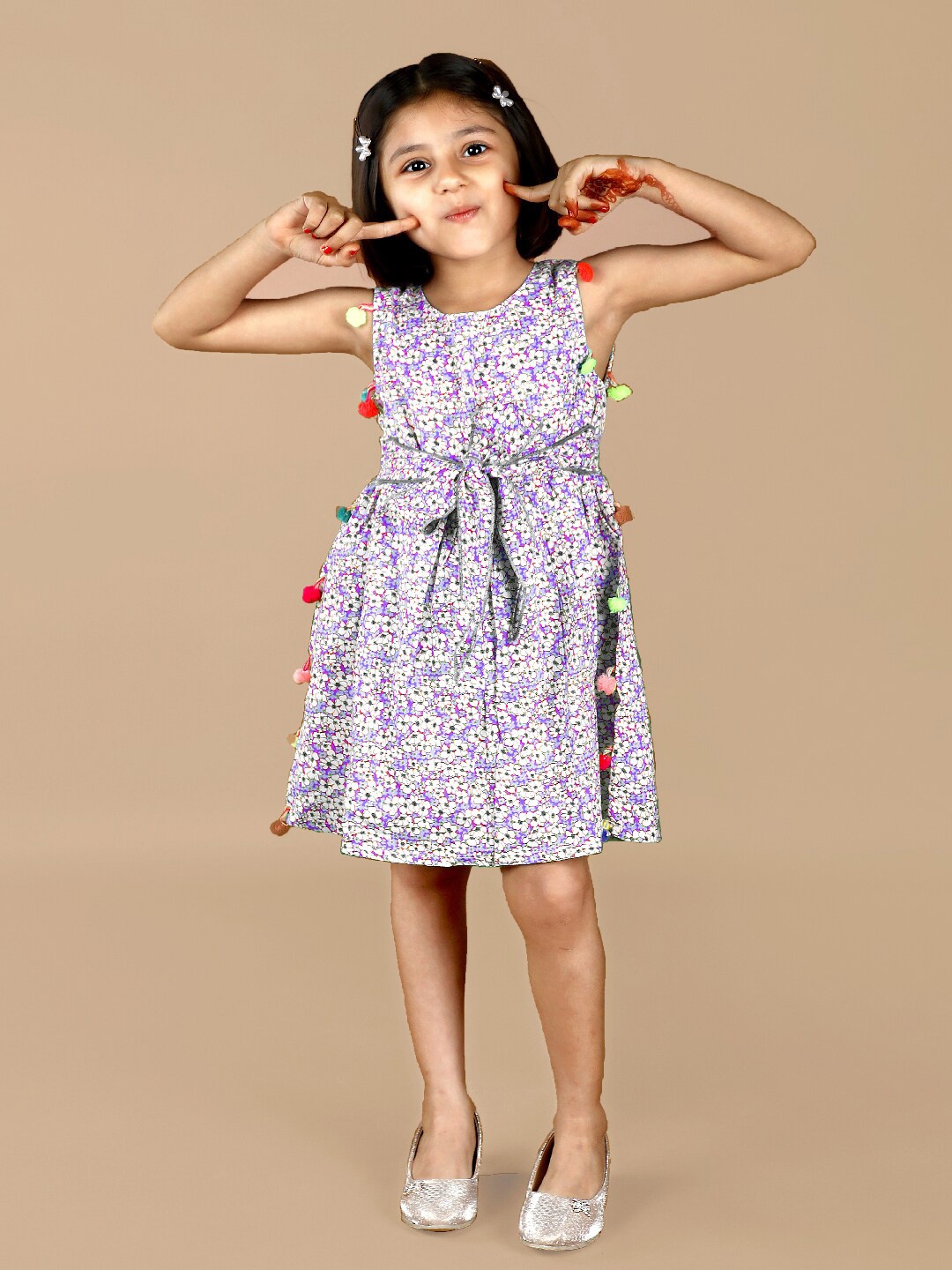 

Beyabella Floral Printed Tie-Up Detailed Kaftan Dress, Purple
