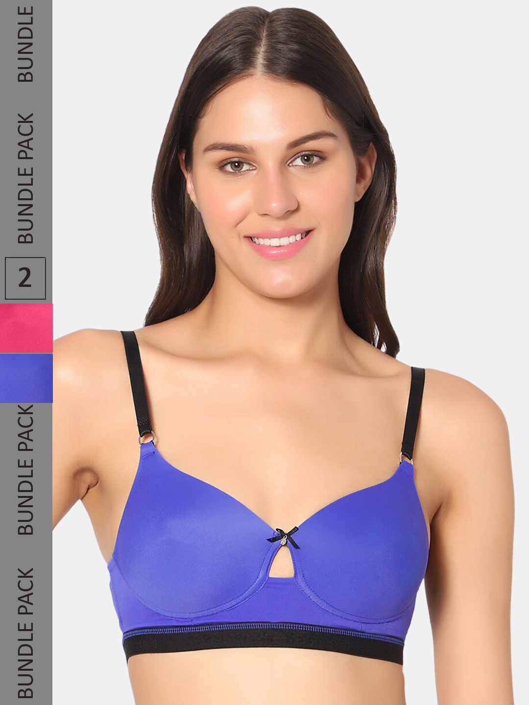 

Sonari Pack of 2 Lightly Padded Non-Wired All Day Comfort T-Shirt Bra scarletdpinkrblue, Blue