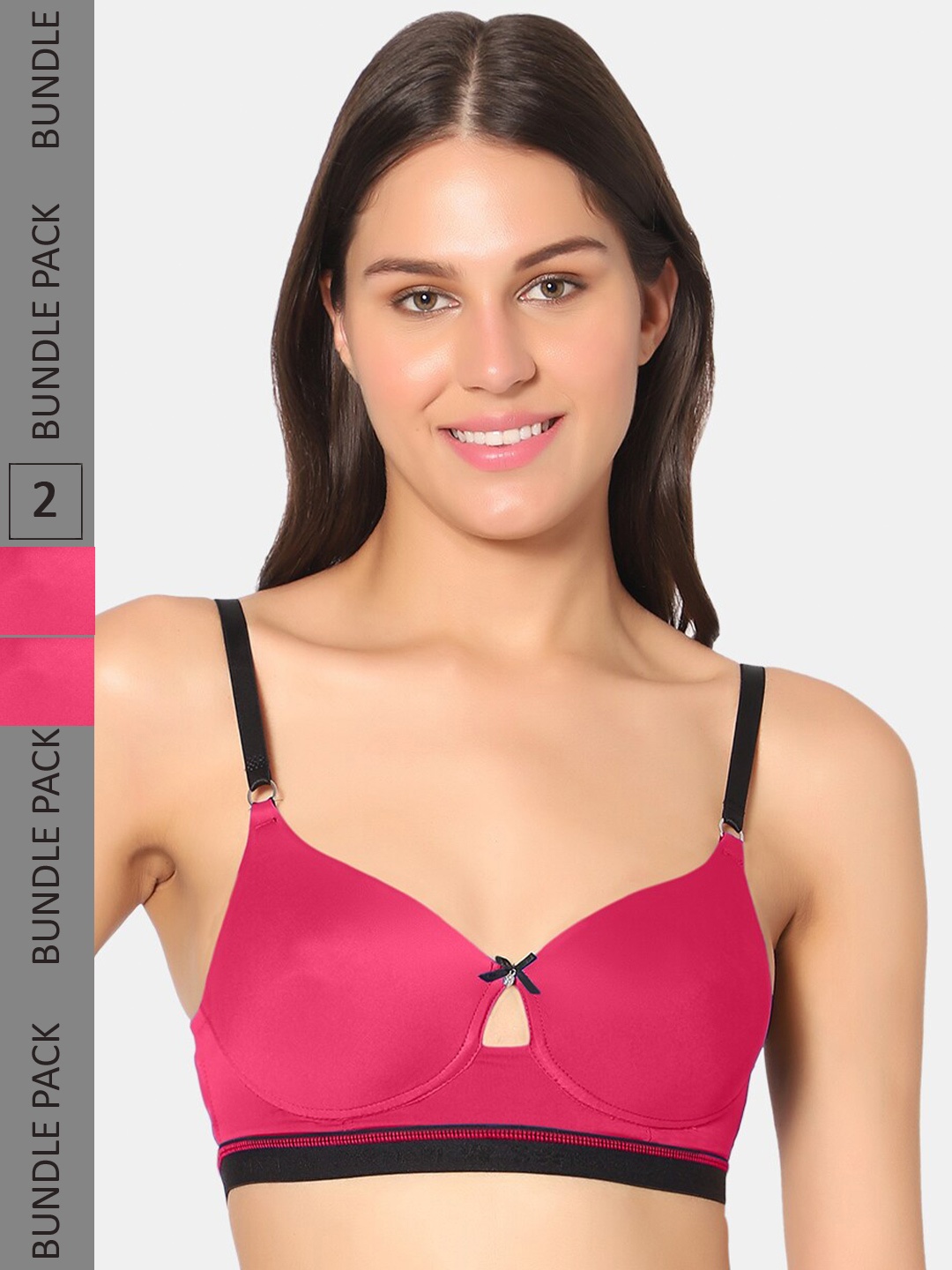 

Sonari Pack of 2 Lightly Padded Seamless All Day Comfort T-Shirt Bra scarletdpinkdpink, Pink