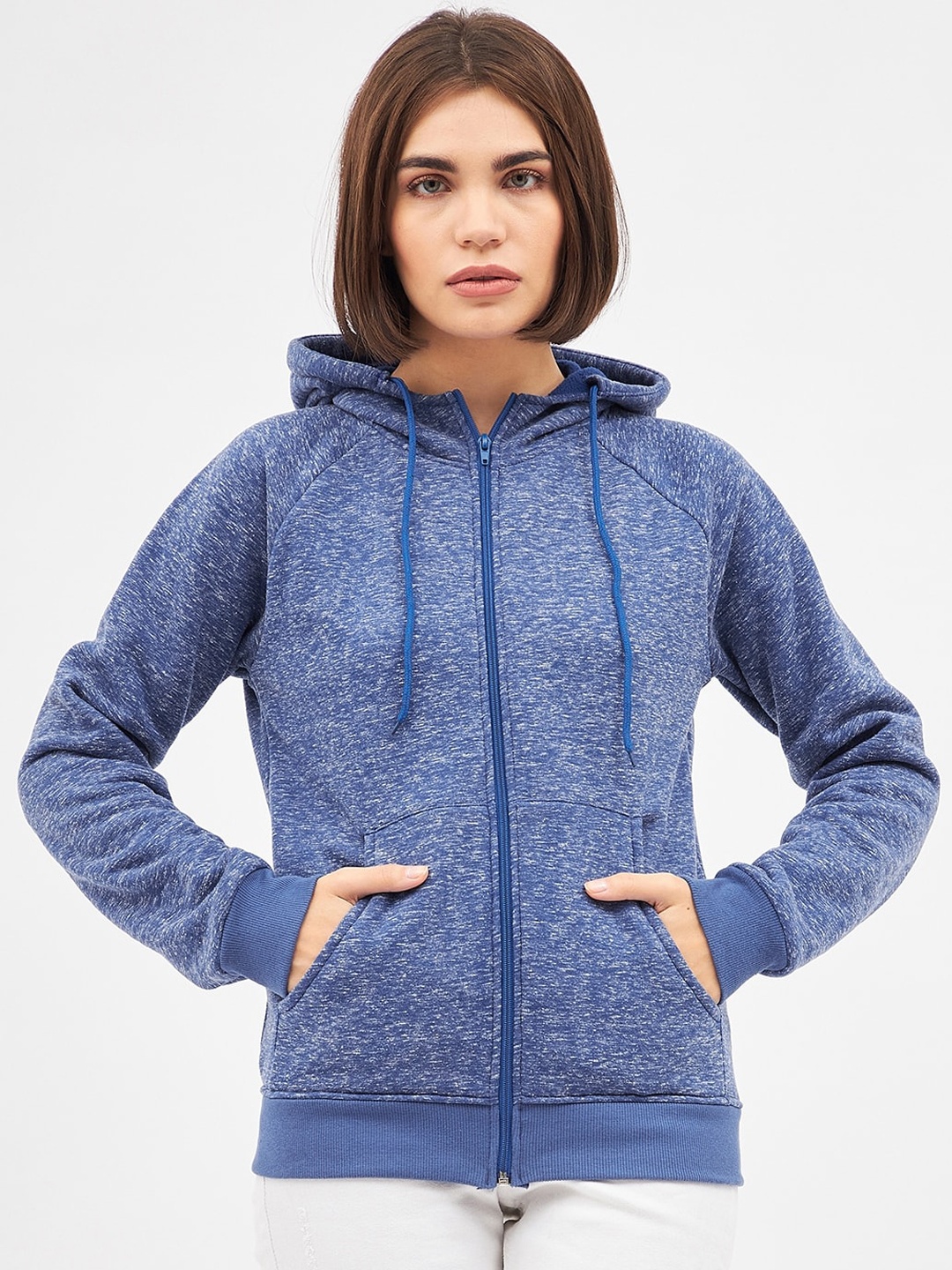 

Kibo Women Fleece Hooded Bomber Jacket, Blue