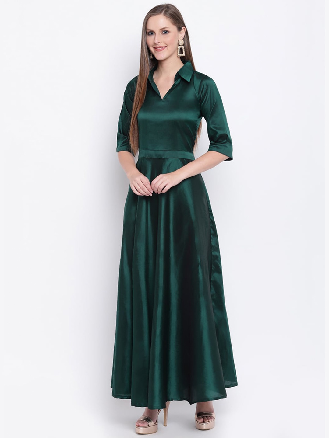 

PRENEA Green Satin Maxi Maxi Dress