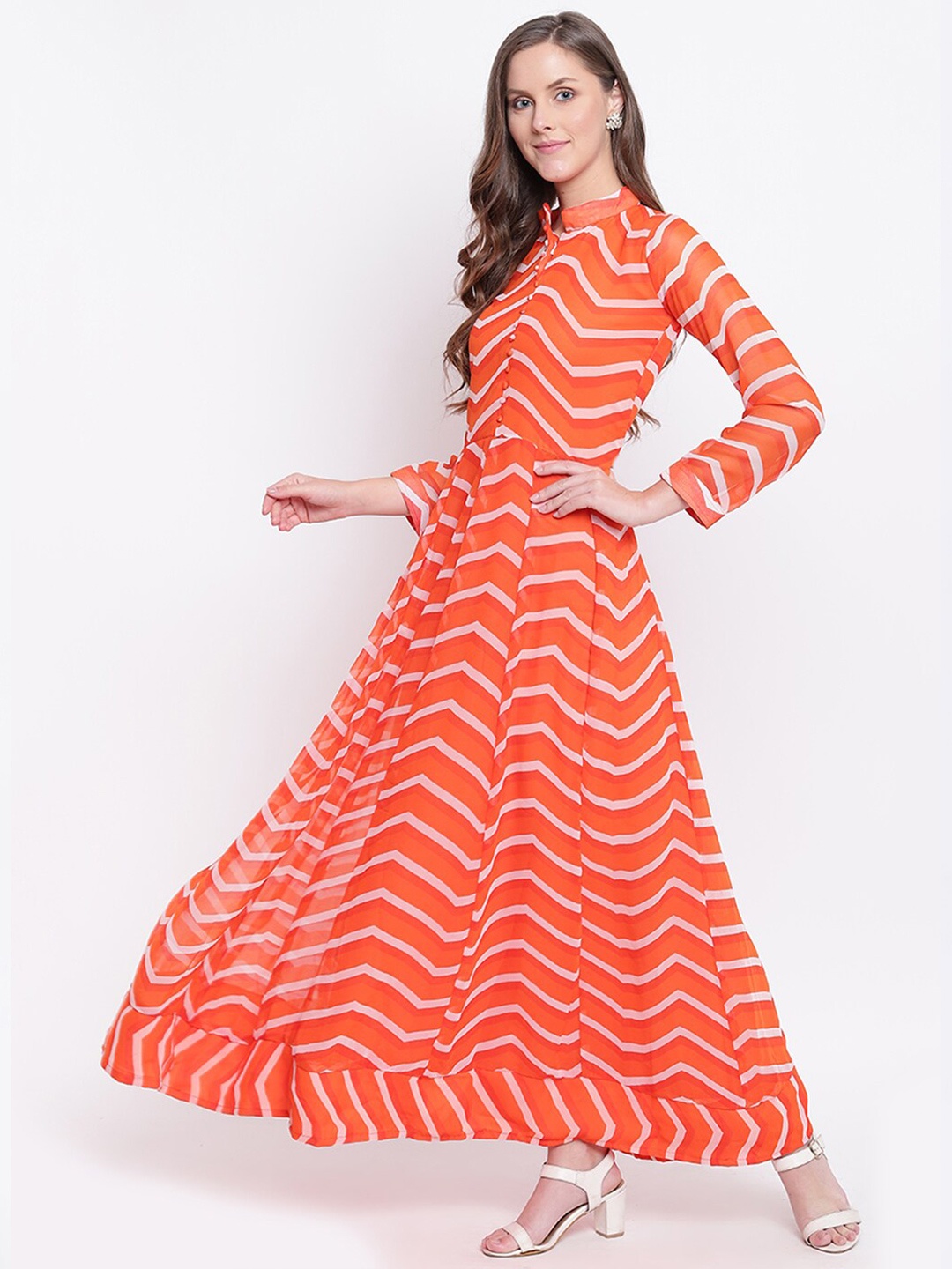 

PRENEA Women Georgette Maxi Maxi Dress, Coral