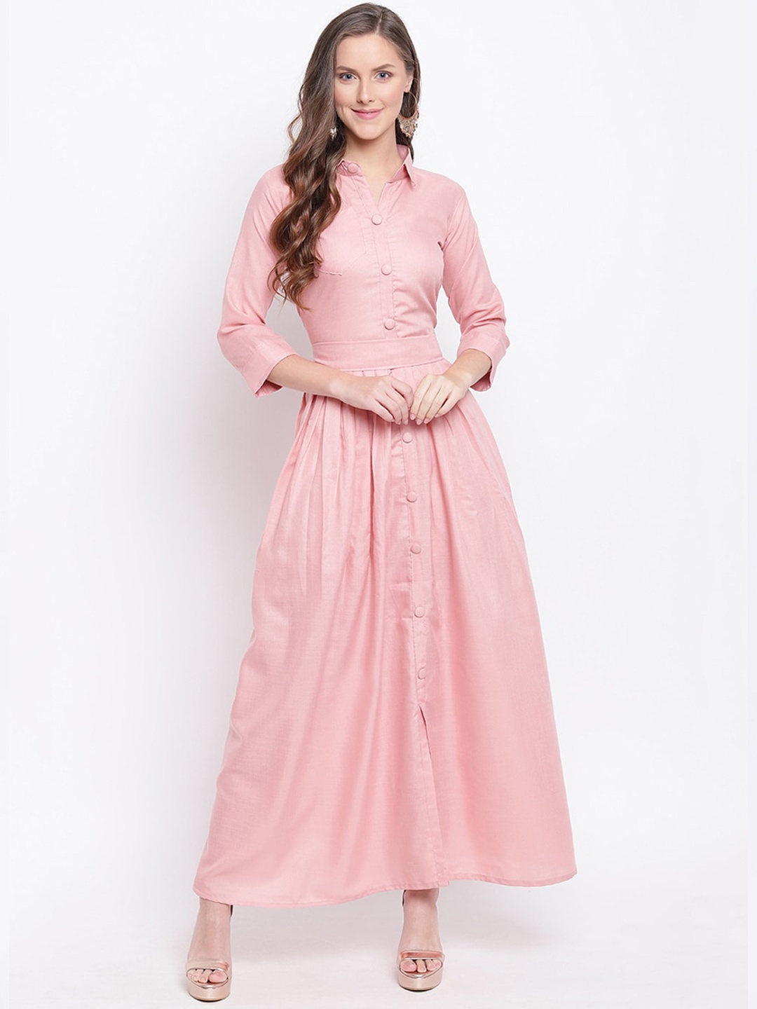 

PRENEA Women Linen Maxi Dress, Pink