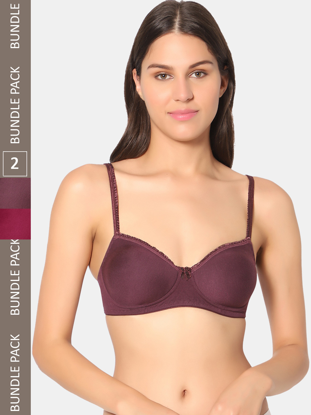 

Sonari Pack Of 2 Cotton Lightly Padded Bra, Red