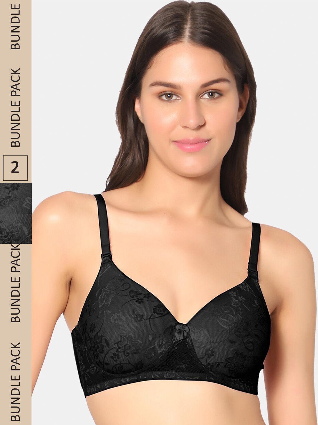 

Sonari Pack of 2 Non-Wired All Day Comfort Lightly Padded Bra, Black