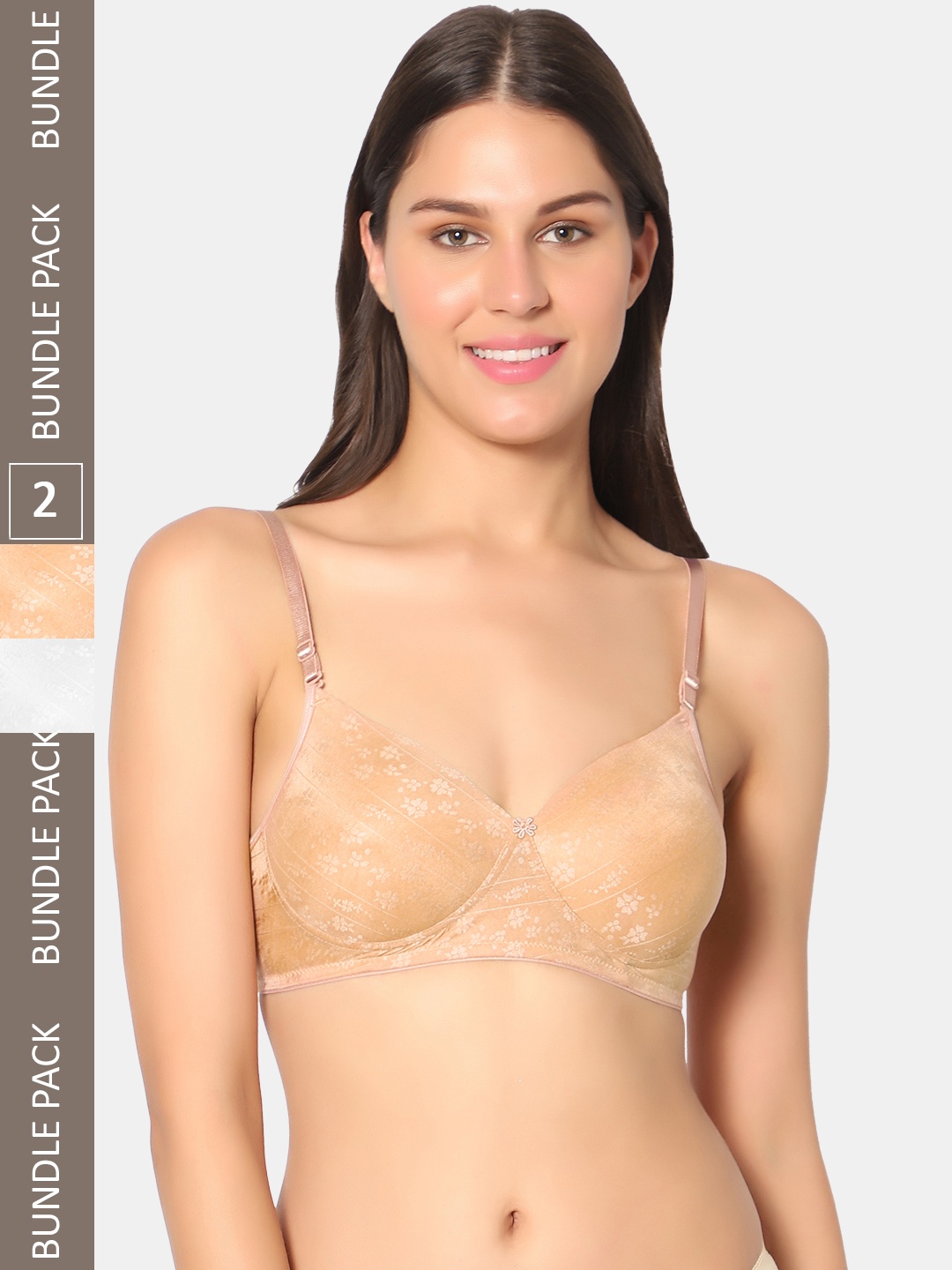 

Sonari Pack Of 2 Floral Lightly Padded Bra, Beige