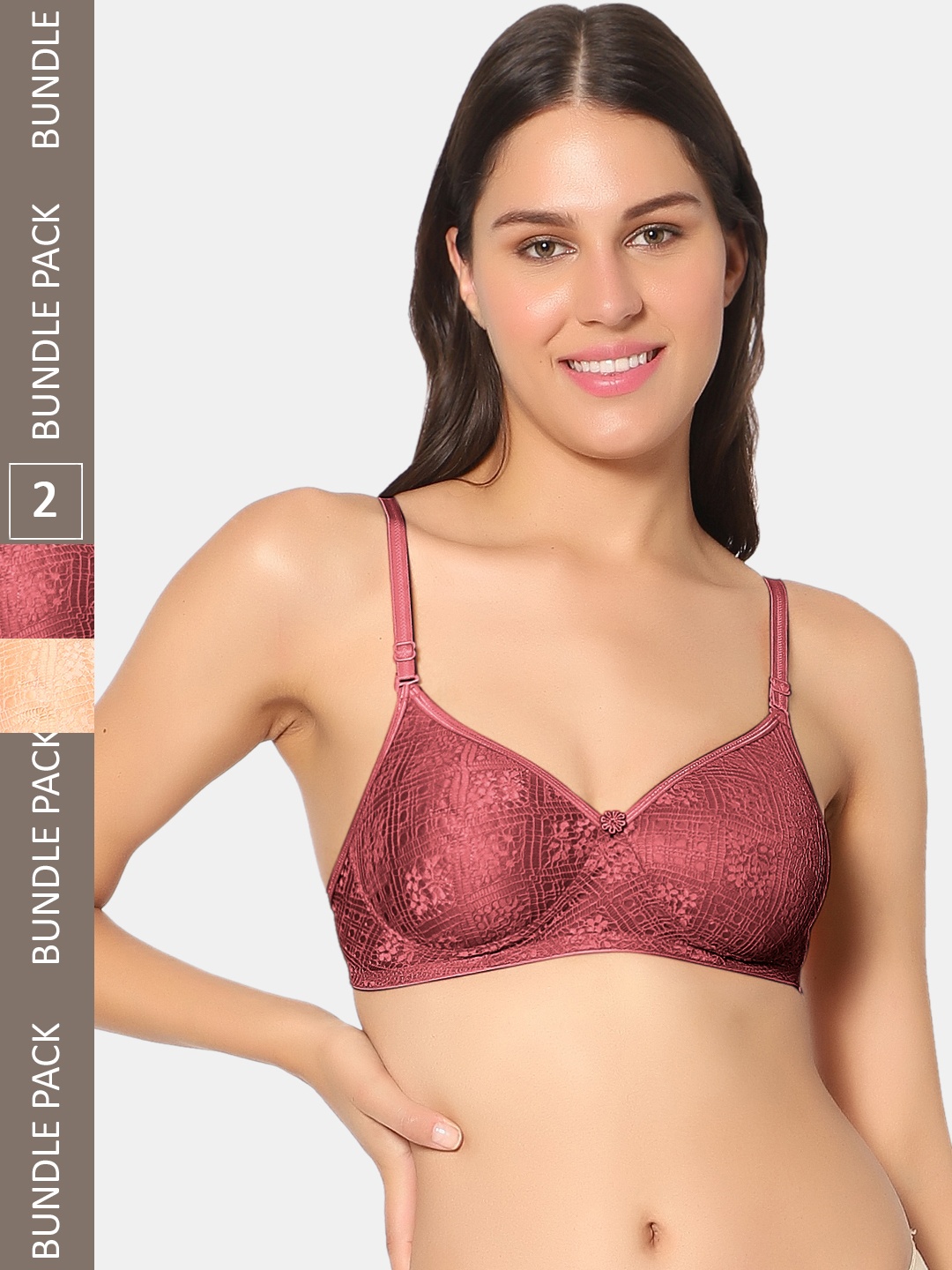 

Sonari Pack Of 2 Floral Lightly Padded Bra, Rose